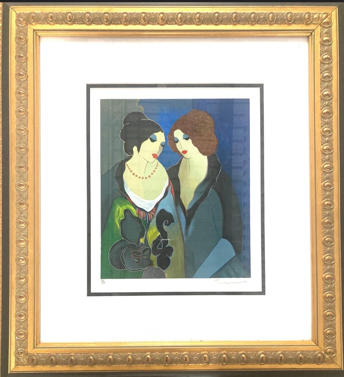 “Jessica and Linda Sharing Secrets” - Print by Itzchak Tarkay