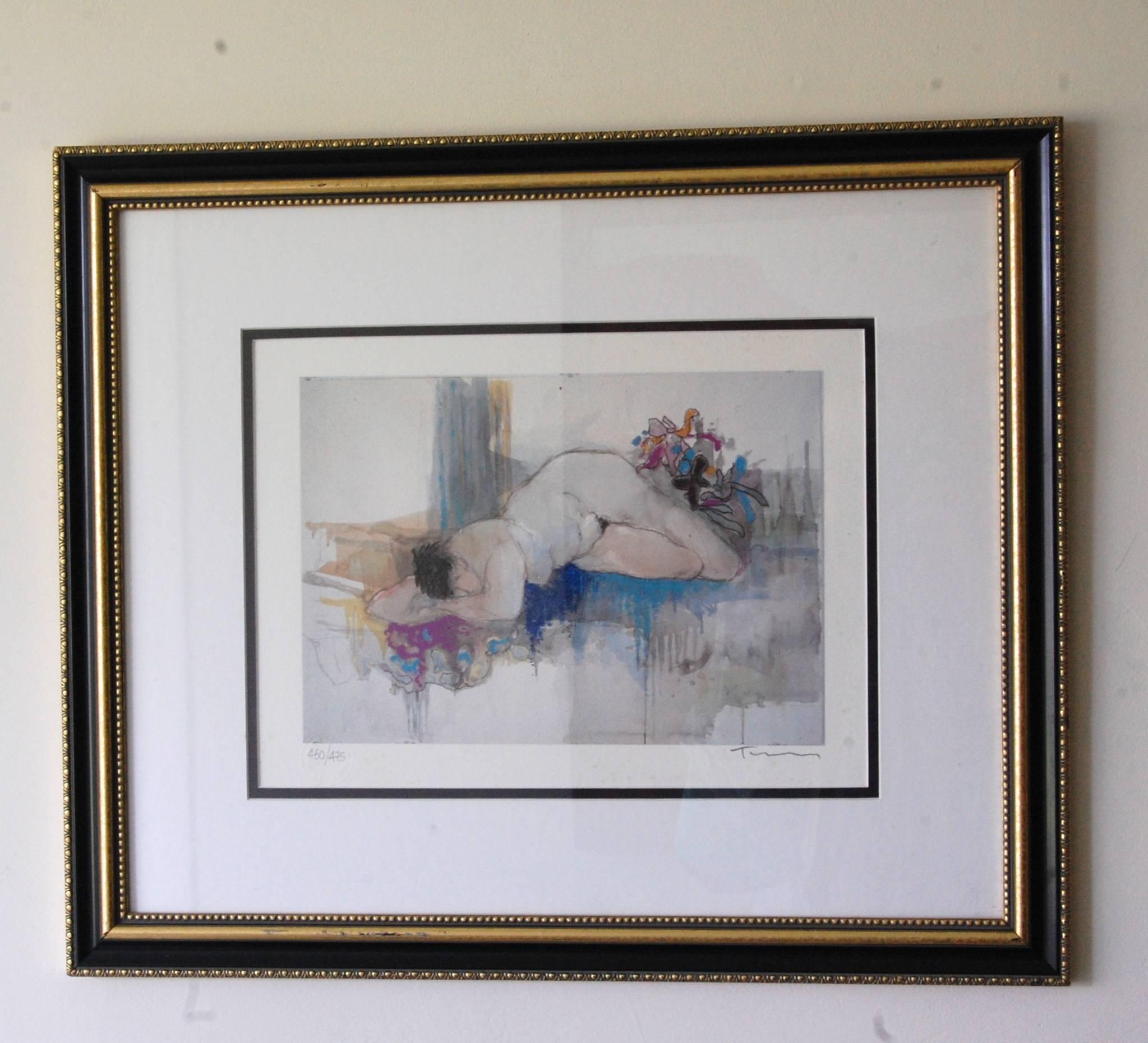 Resting Nude Lithograph - Print by Itzchak Tarkay