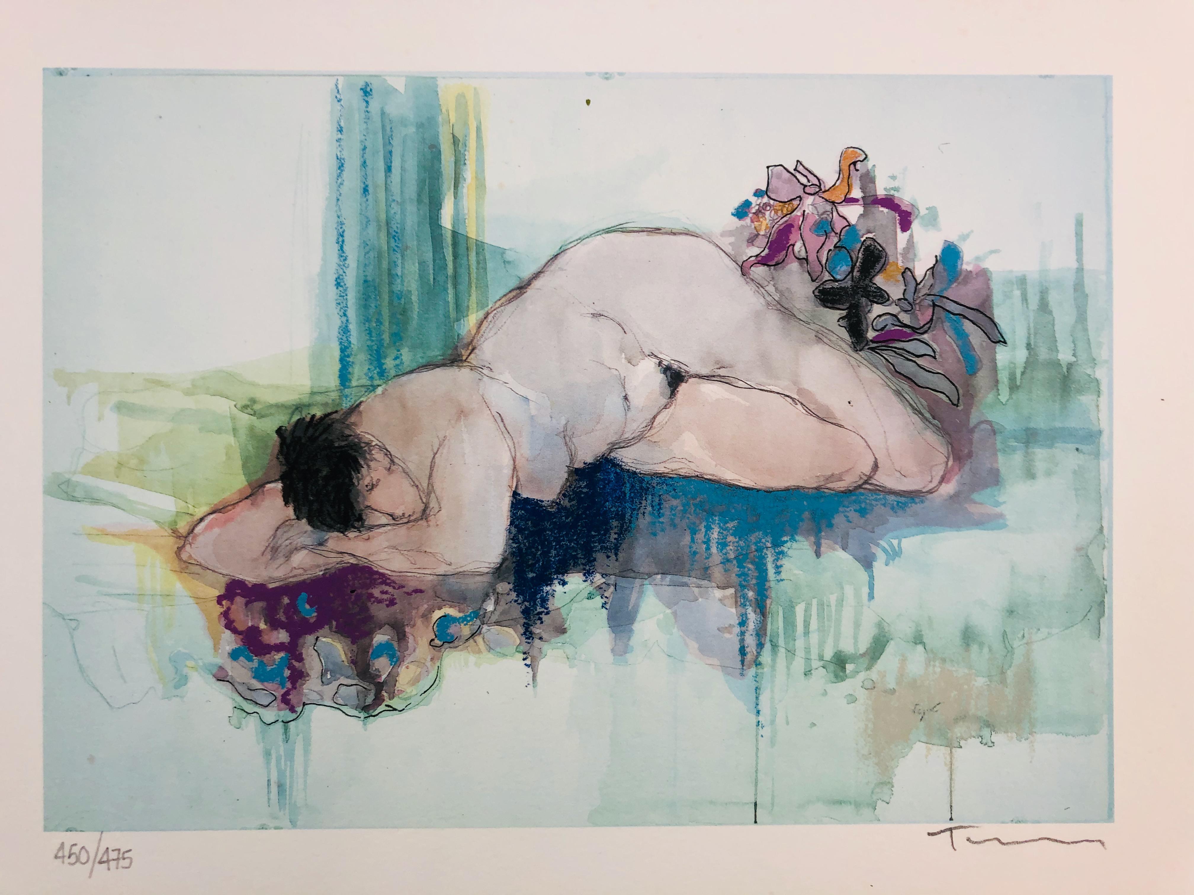 Resting Nude Lithograph For Sale 1