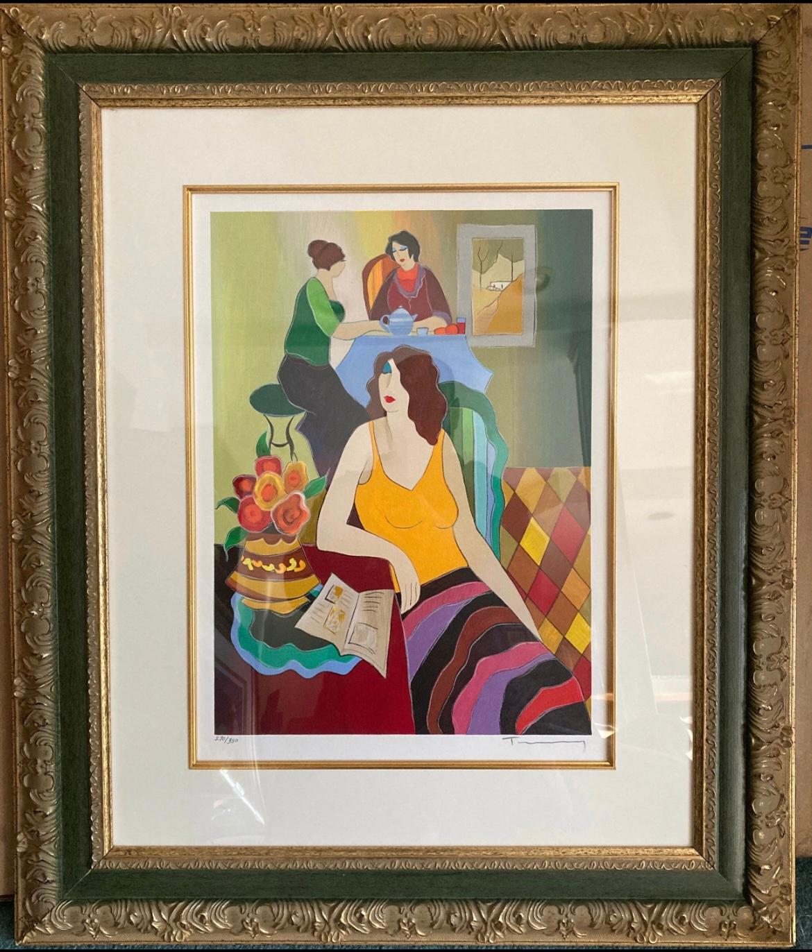 This is an Itzchak Tarkay  “subtly amused” 2006 serigraph signed and numbered. In excellent condition measures 31x26