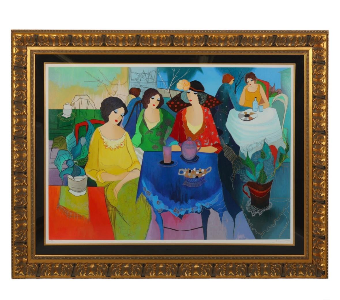“Tea at the club” - Print by Itzchak Tarkay
