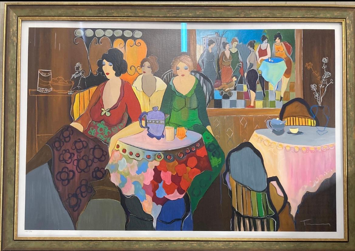 "Aspettando nella taverna" - Print di Itzchak Tarkay