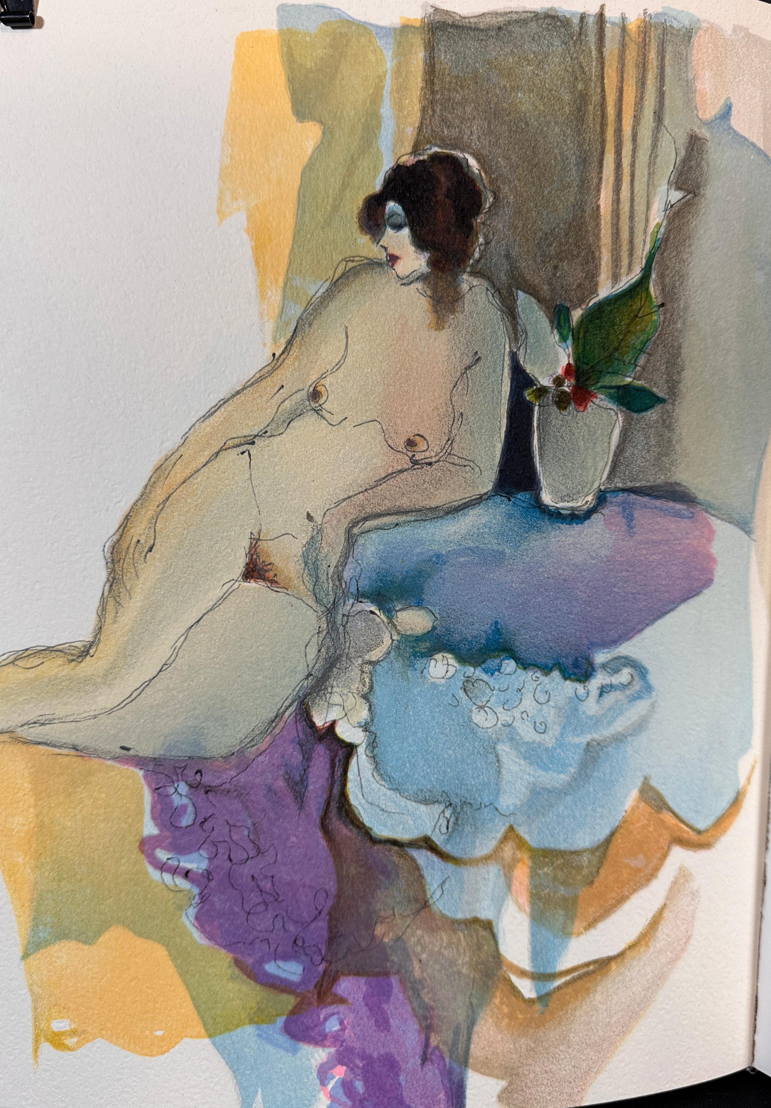 Werke auf Papier Buch mit 3 Originallithografien (Beige), Figurative Print, von Itzchak Tarkay