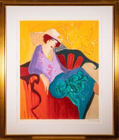 Itzchak Tarkay Seated Lady in Purple Signed Contemporary Serigraph 296/350 F