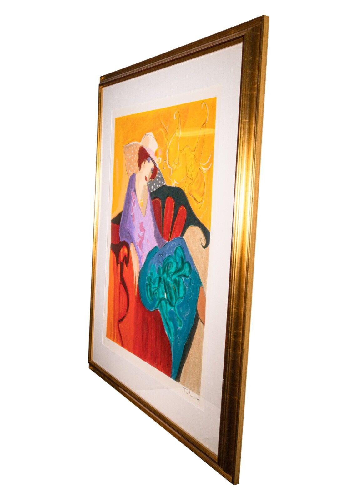 Itzchak Tarkay Seated Lady in Purple Signed Contemporary Serigraph 296/350 F In Good Condition For Sale In Keego Harbor, MI