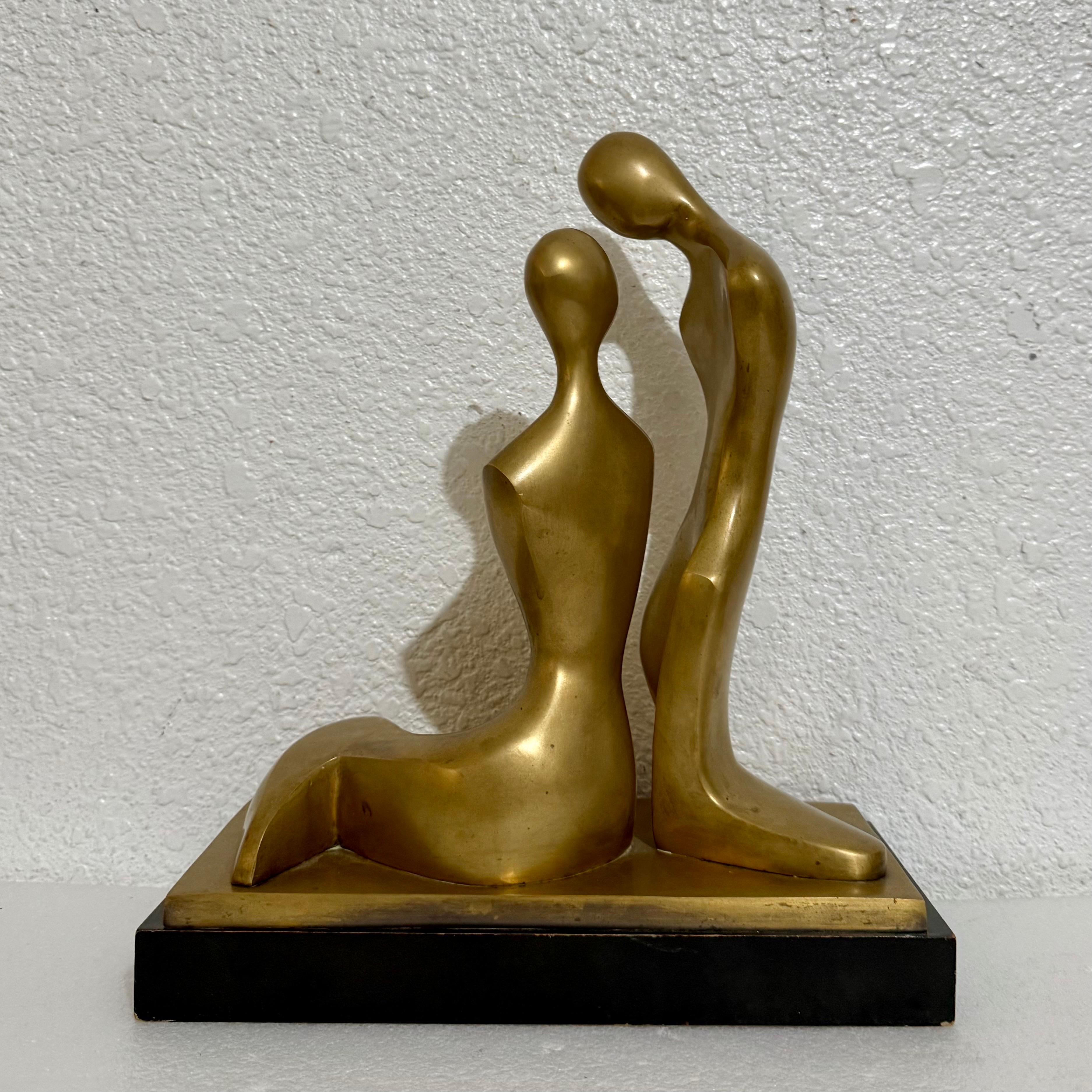 Itzik Benshalom Israeli Bronze Sculpture Homage to Henry Moore Couple of Lovers For Sale 8