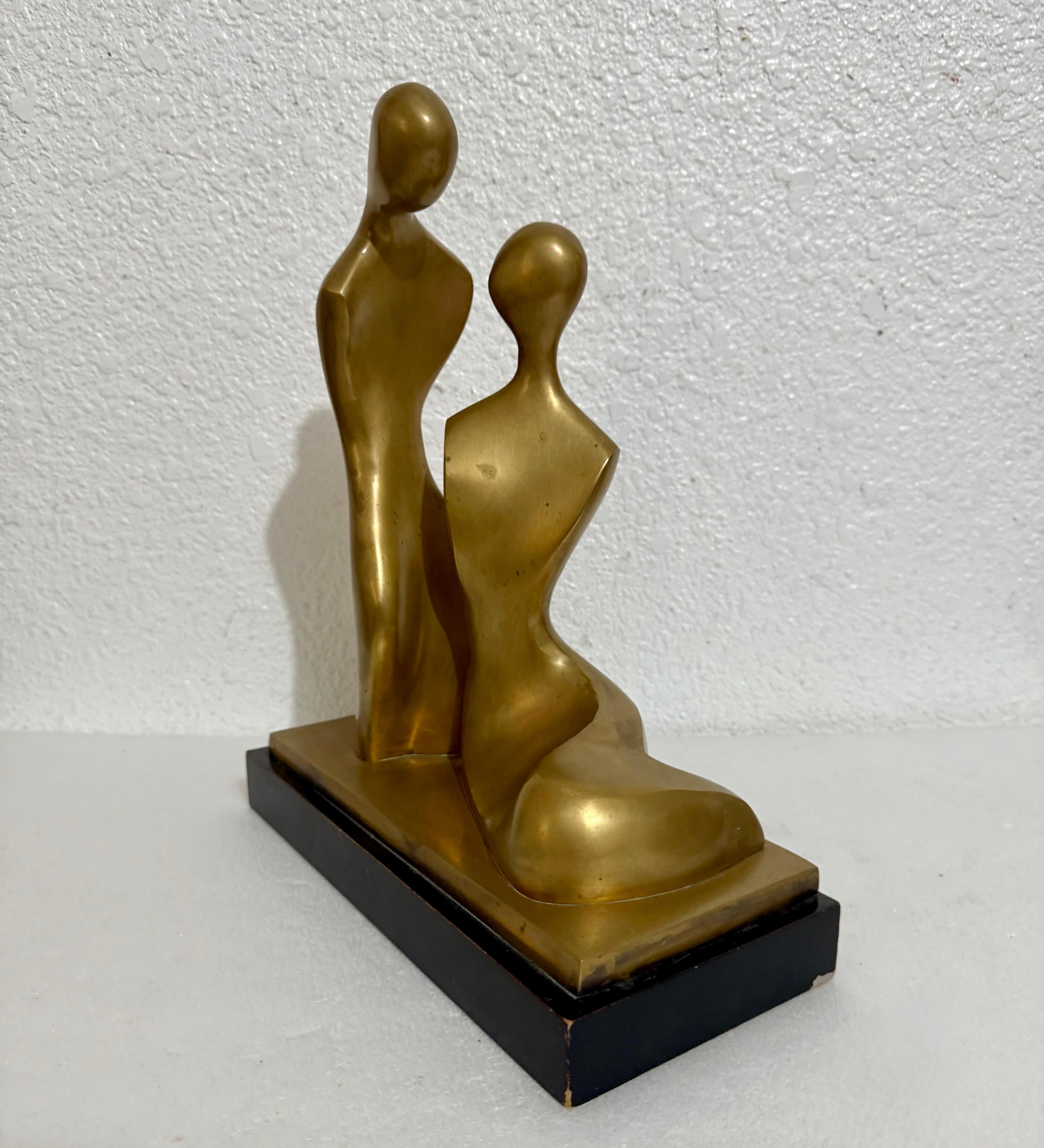 Itzik Benshalom Israeli Bronze Sculpture Homage to Henry Moore Couple of Lovers For Sale 9