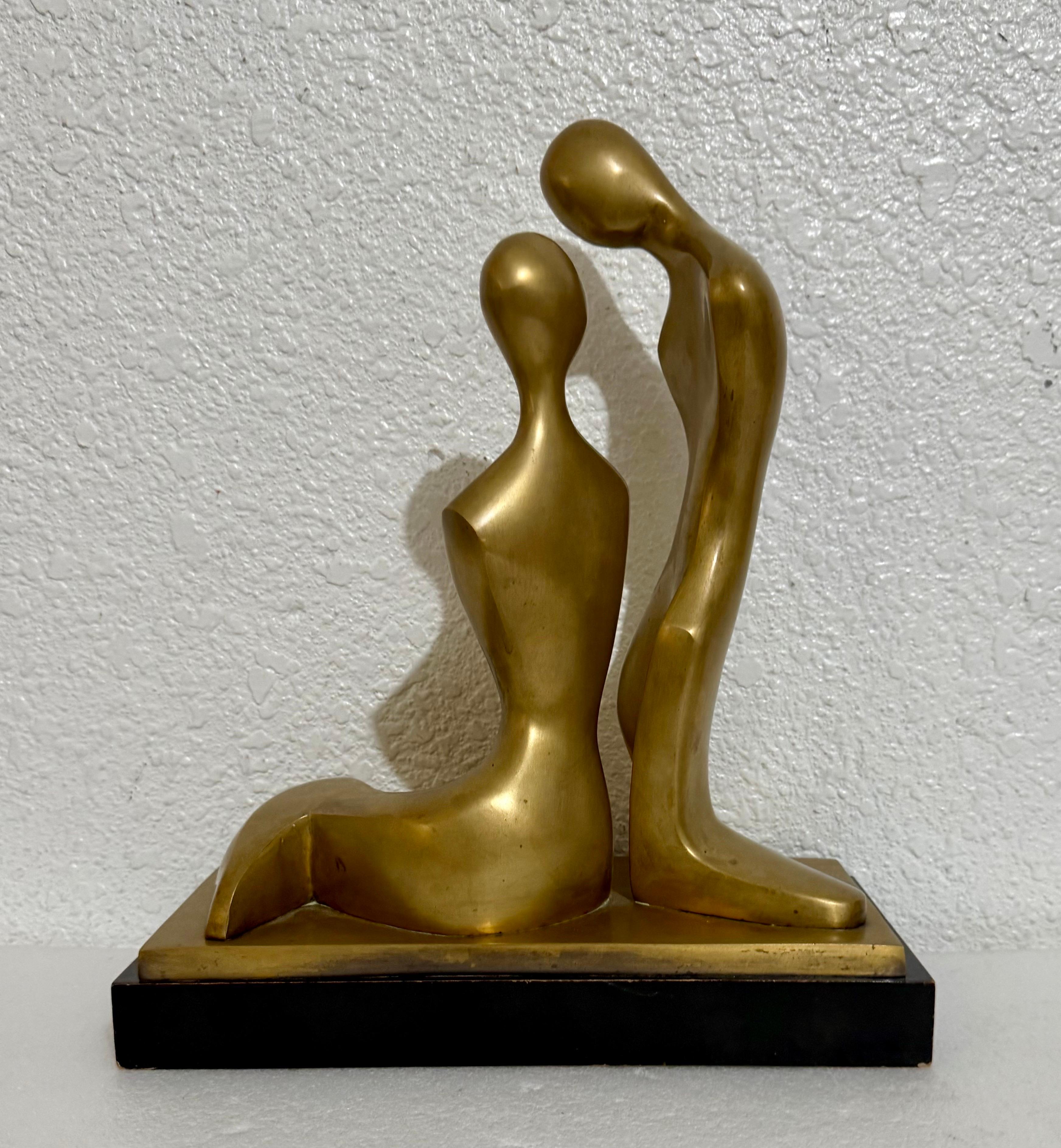 Itzik Benshalom Israeli Bronze Sculpture Homage to Henry Moore Couple of Lovers For Sale 10