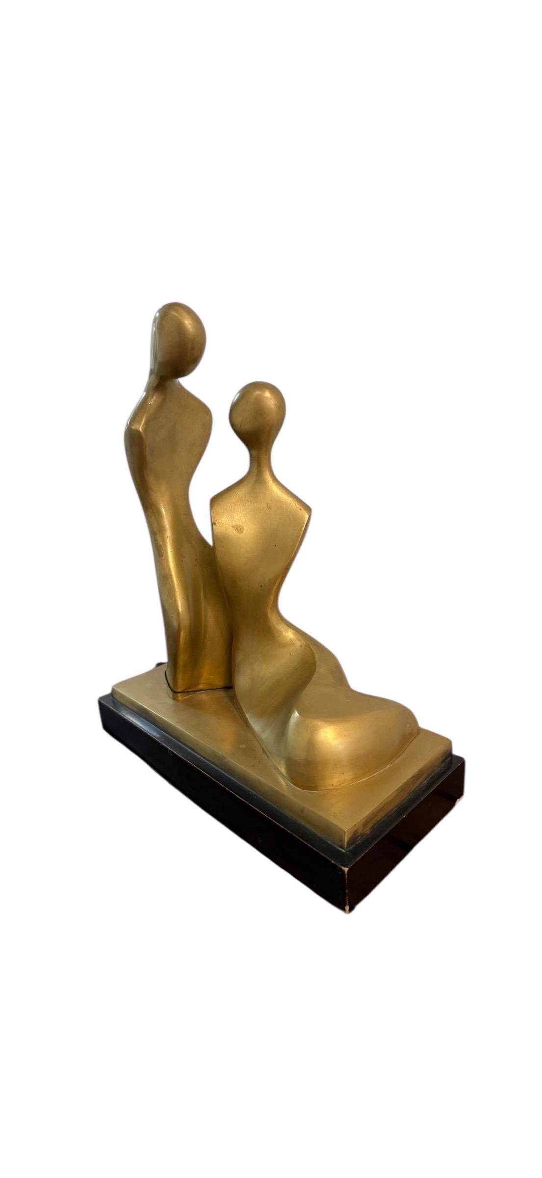 Itzik Benshalom Israeli Bronze Sculpture Homage to Henry Moore Couple of Lovers For Sale 1