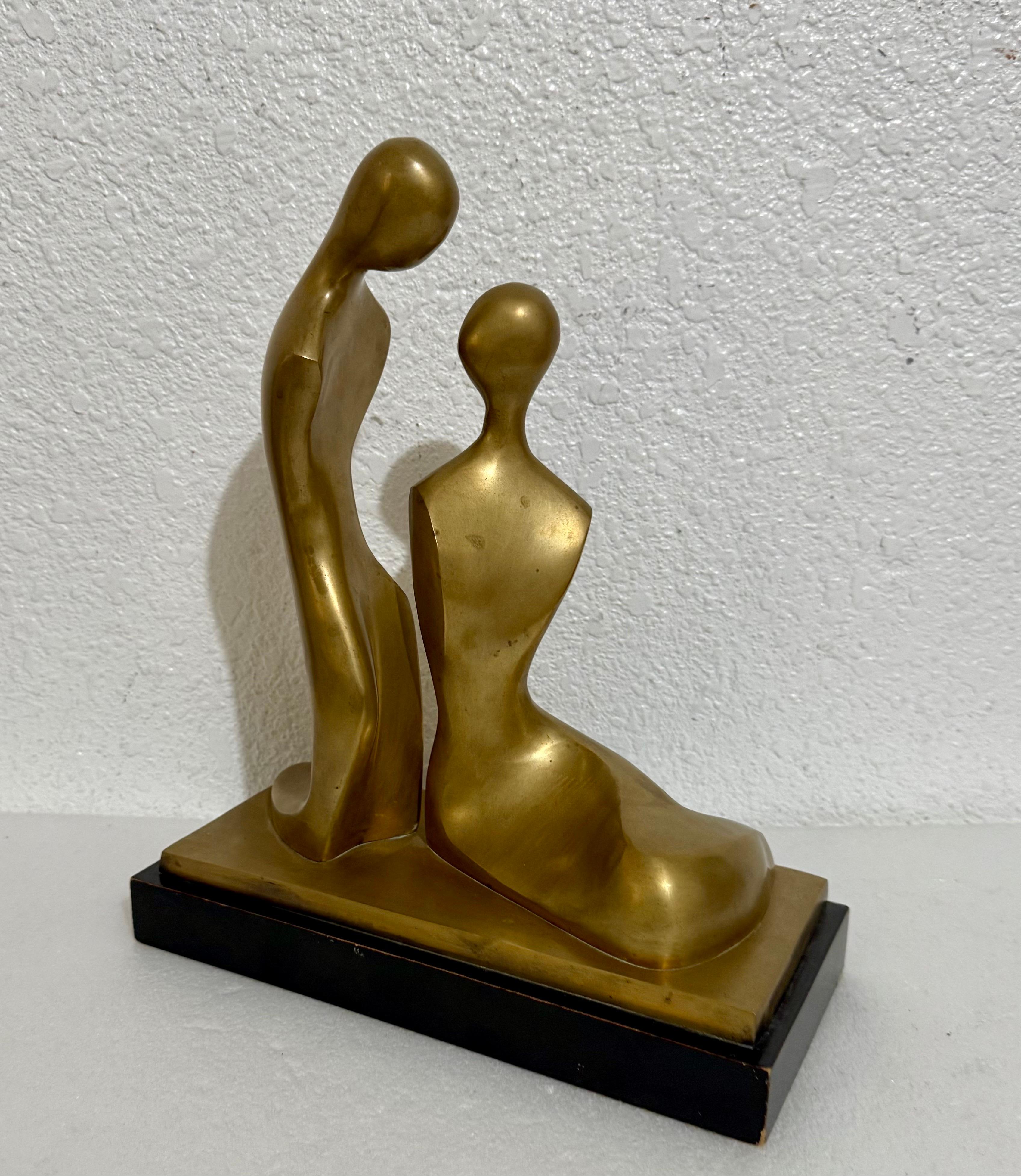 Itzik Benshalom Israeli Bronze Sculpture Homage to Henry Moore Couple of Lovers For Sale 2