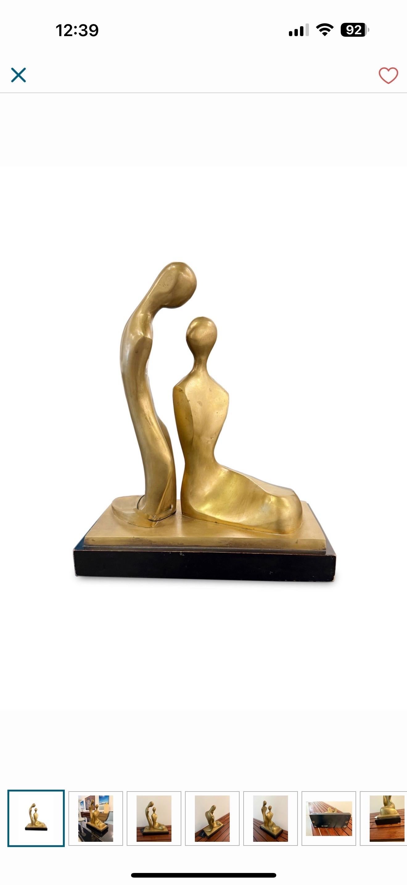 Itzik Benshalom Israeli Bronze Sculpture Homage to Henry Moore Couple of Lovers For Sale 3