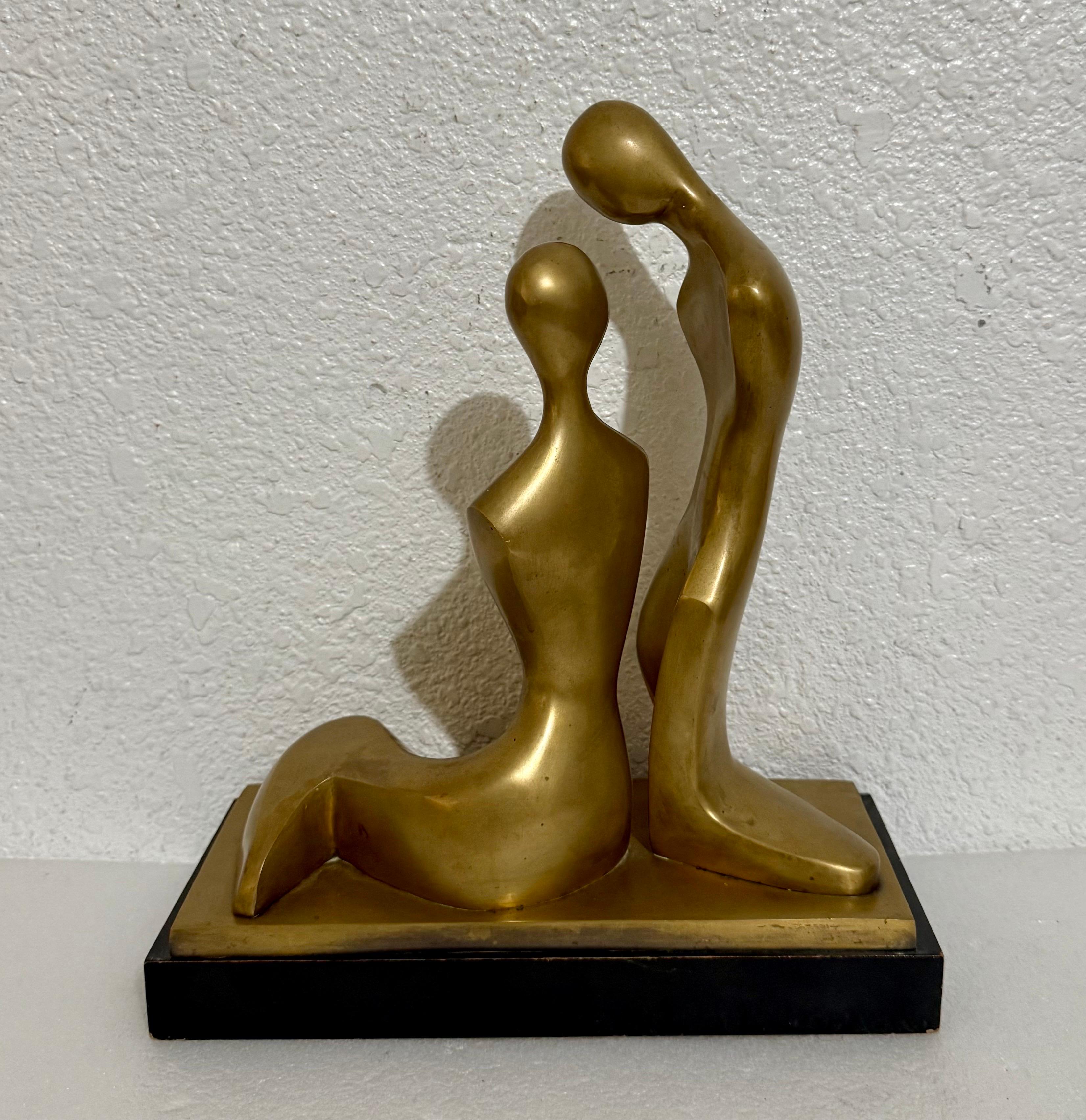 Itzik Benshalom Israeli Bronze Sculpture Homage to Henry Moore Couple of Lovers For Sale 4