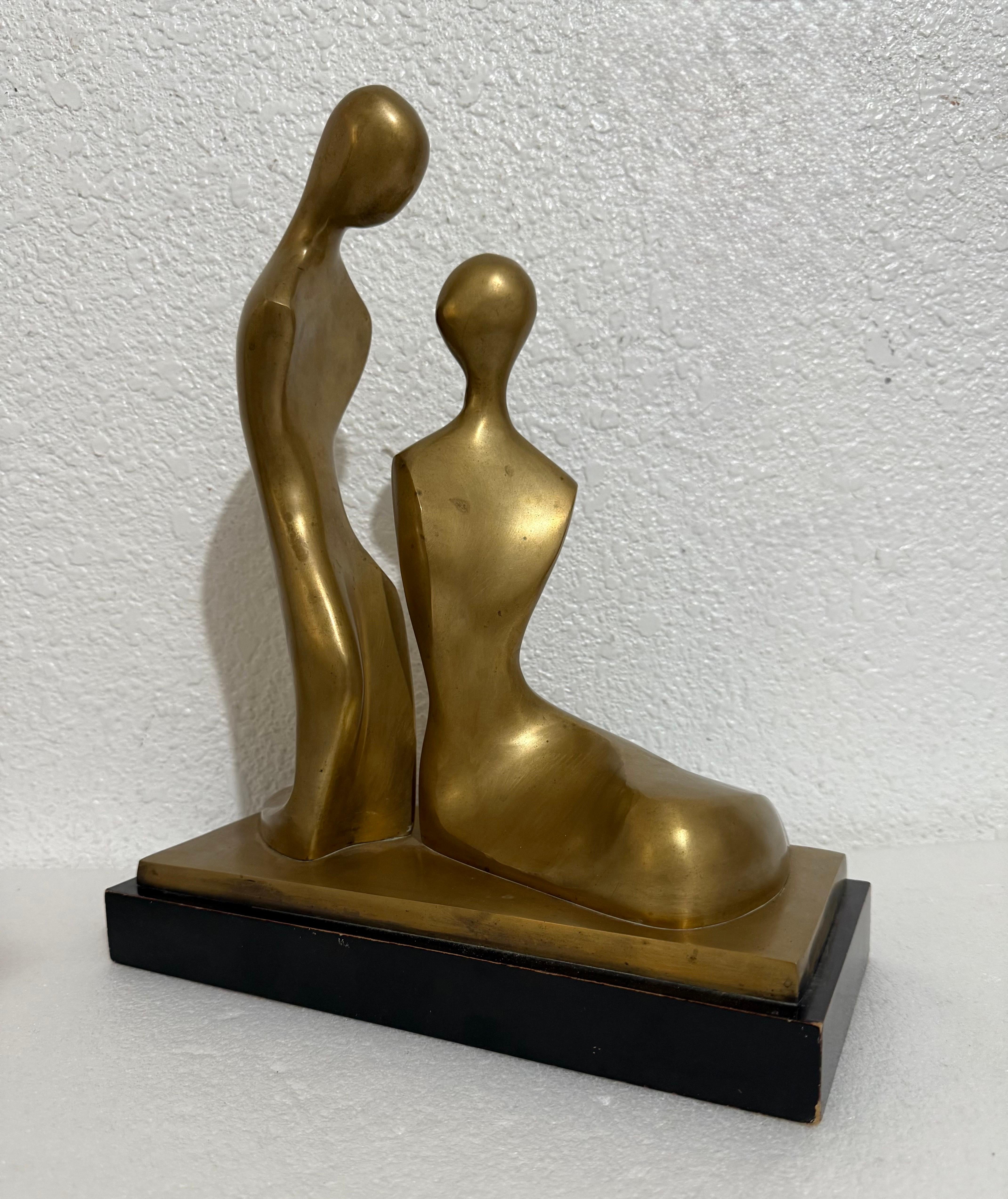 Itzik Benshalom Israeli Bronze Sculpture Homage to Henry Moore Couple of Lovers For Sale 5