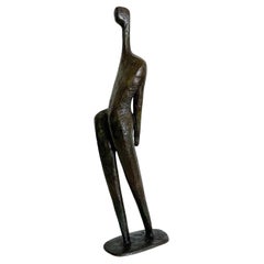 Vintage Itzik Benshalom Abstract Figural Bronze, Israel, 1970s