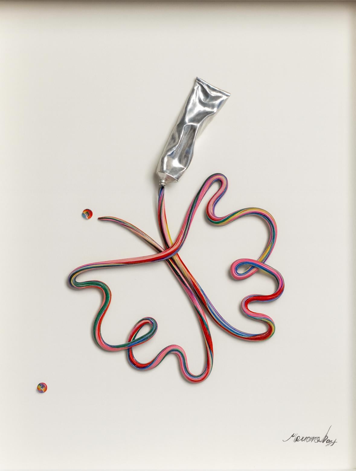 Butterfly - pop art painting, wall sculpture - Pop Art Painting by Itzik Mevorah