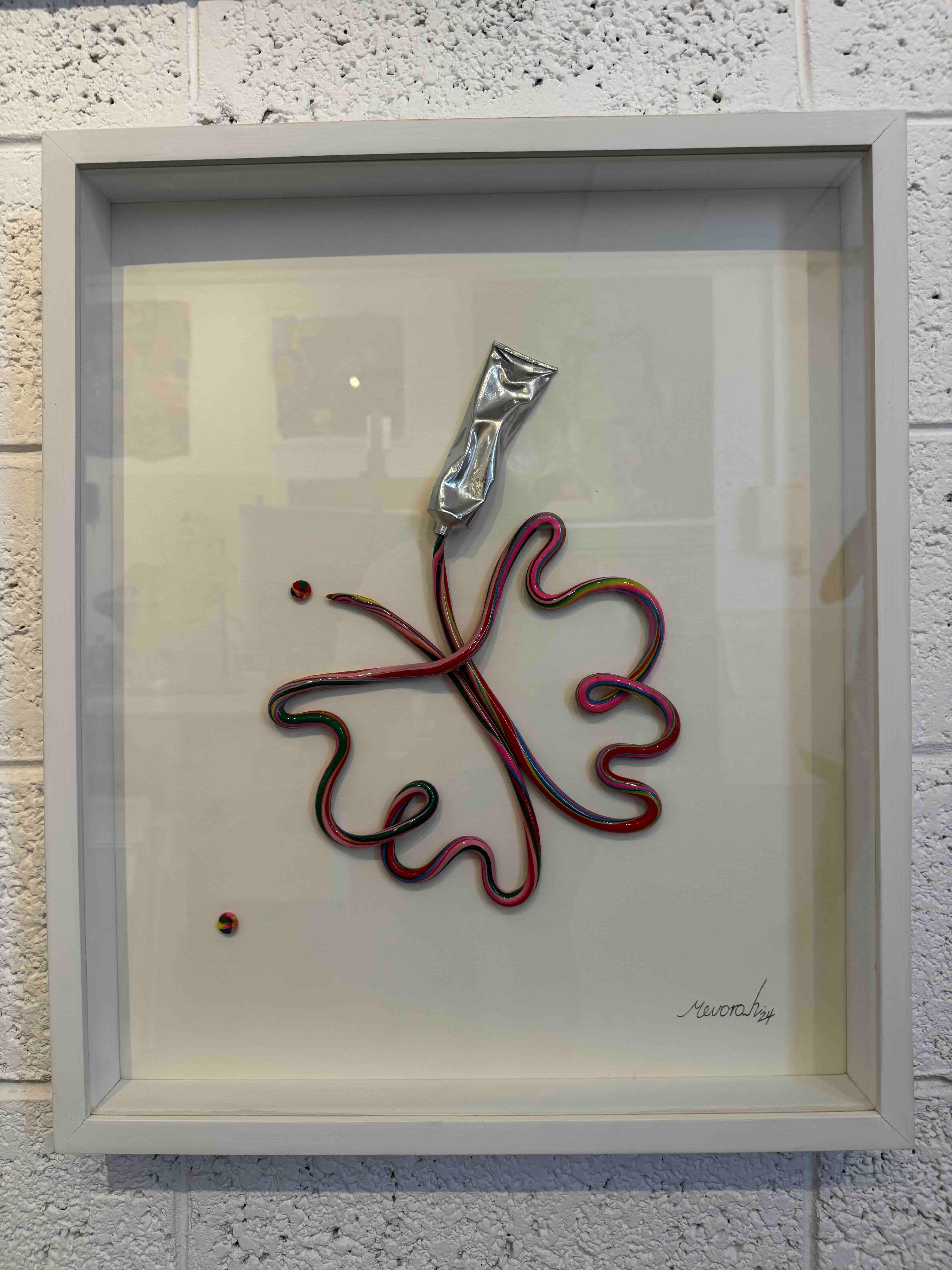 Butterfly - pop art painting, wall sculpture - Beige Figurative Painting by Itzik Mevorah