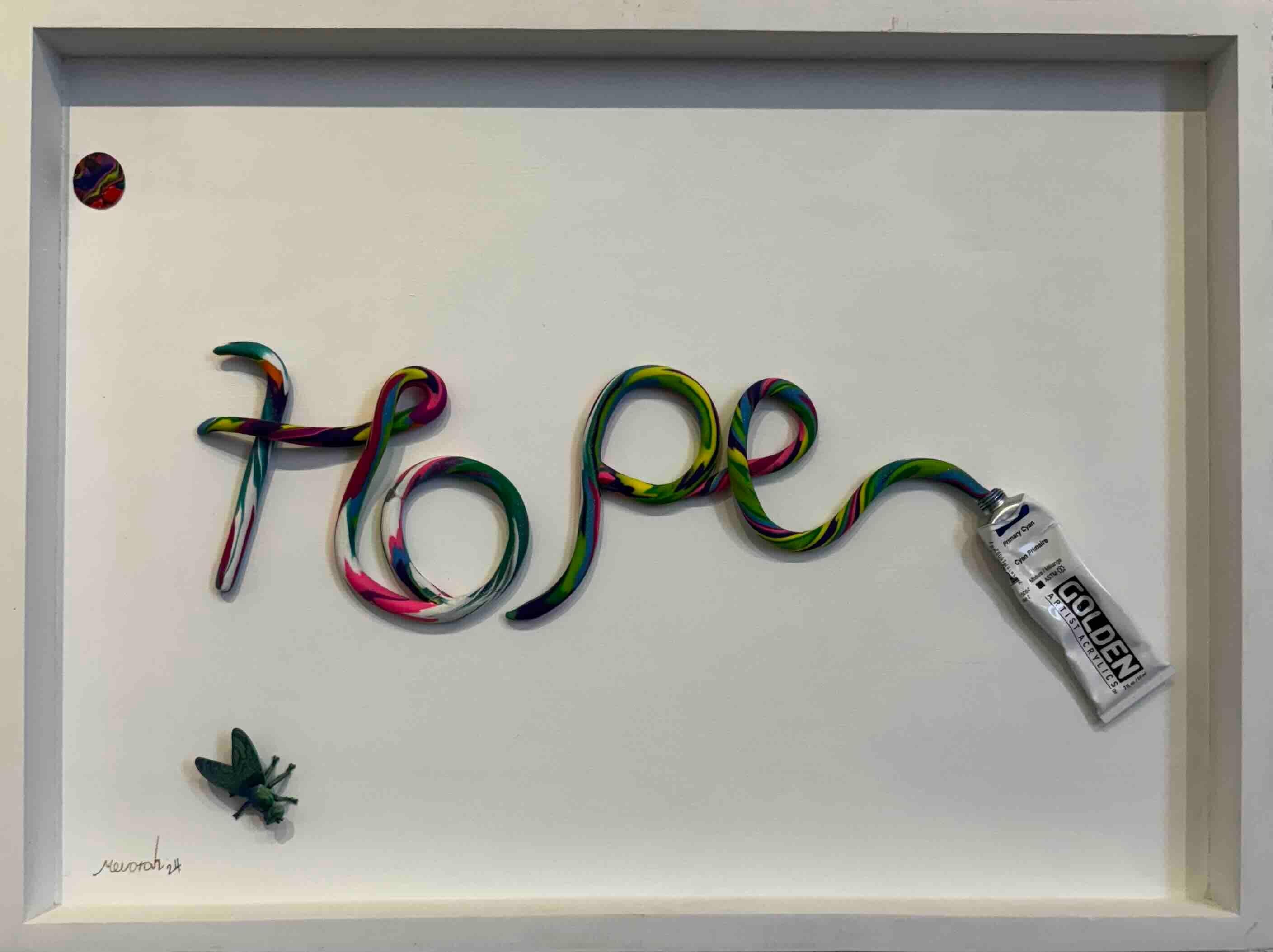 Hope - pop art painting, wall sculpture - Pop Art Painting by Itzik Mevorah