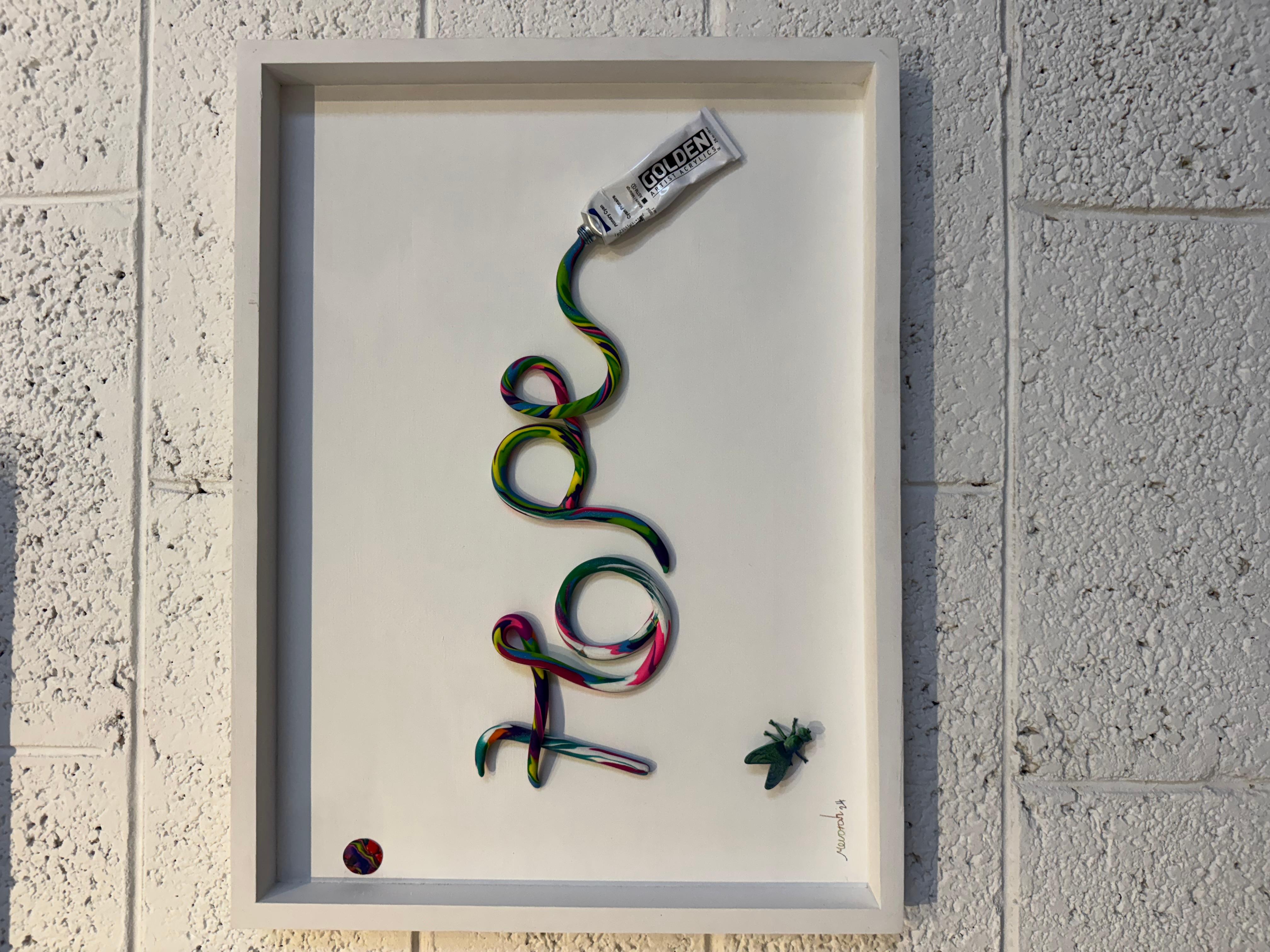 Hope - pop art painting, wall sculpture - Gray Figurative Painting by Itzik Mevorah