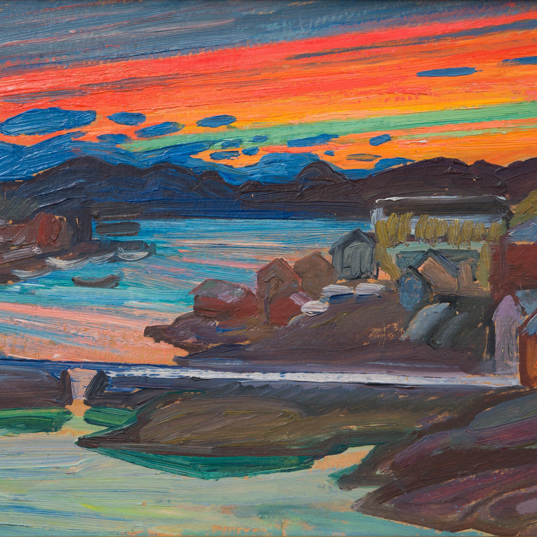 Ivan Bergdahl (1929-2021) Svezia

Tramonto, Svolvær, Lofoten (Solnedgång, Svolvær, Lofoten)

olio su tavola
firmato Ivan Bergdahl
senza cornice: 25,5 x 37,5 cm (circa 10,04 x 14,76 pollici)
incorniciato: 36,5 x 48 cm (circa 14,37 x 18,90