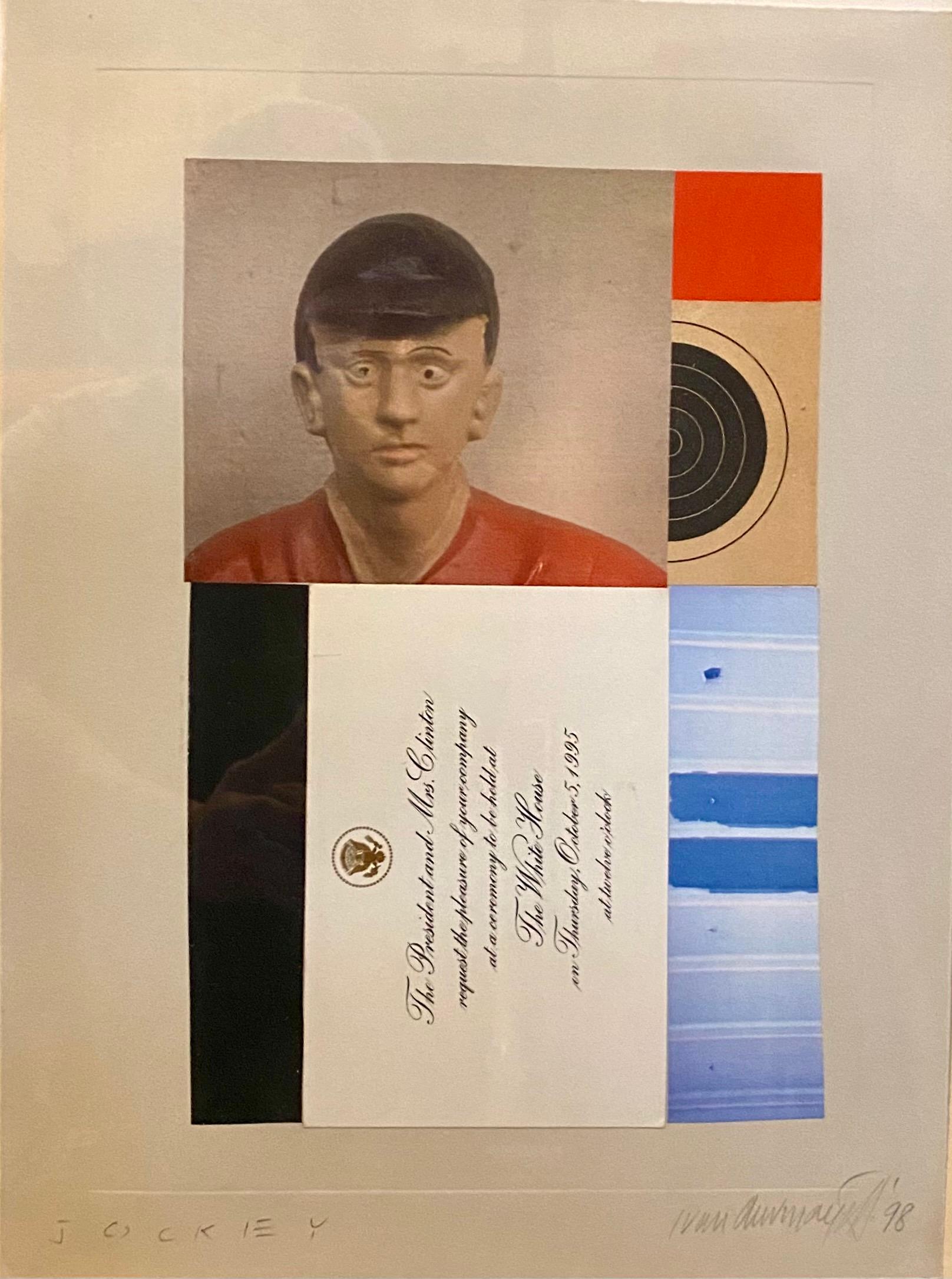 Chine Colle Photo Collage Assemblage Art Jockey, Invitación Presidente Clinton - Mixed Media Art Arte pop de Ivan Chermayeff