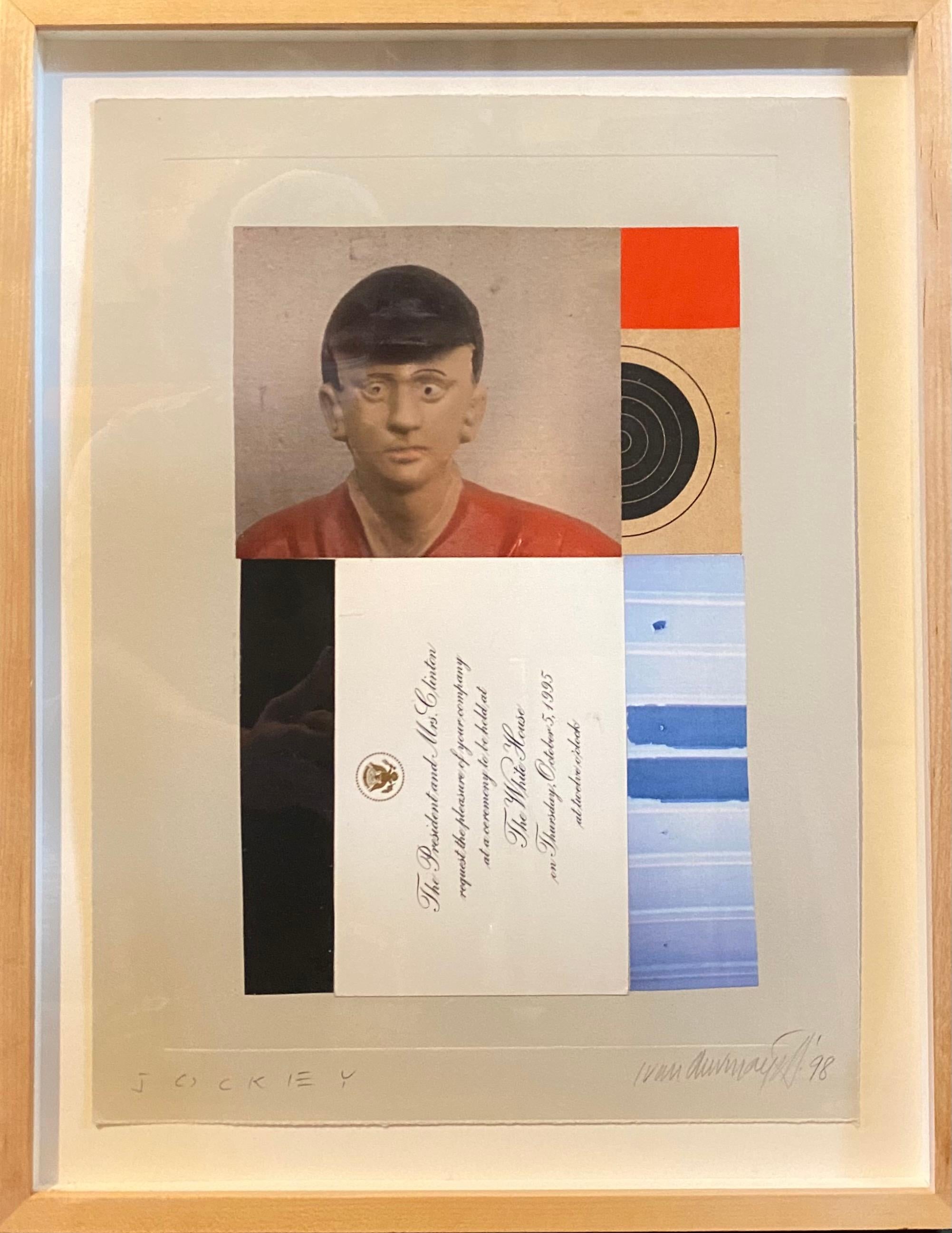 Chine Colle Photo Collage Assemblage Art Jockey, Invitación Presidente Clinton - Mixed Media Art de Ivan Chermayeff