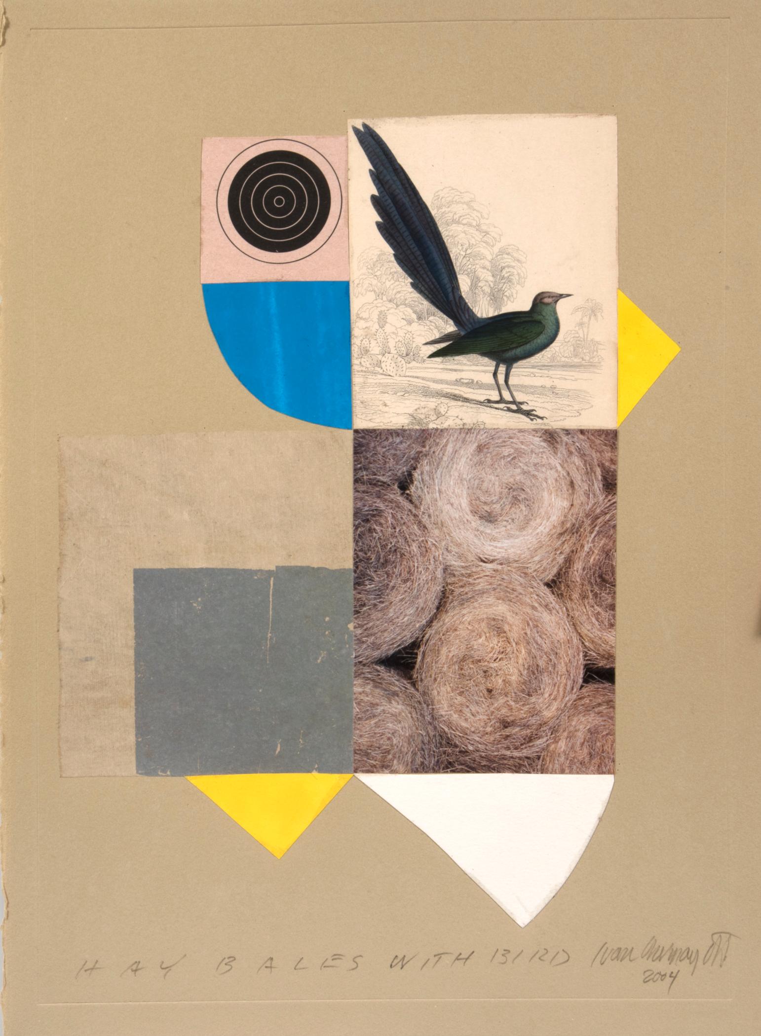 Hay Bales with Bird - Mixed Media Art by Ivan Chermayeff