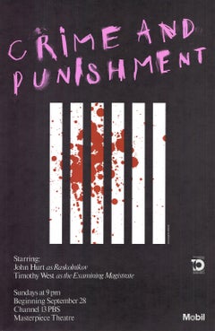 Vintage Ivan Chermayeff 'Crime and Punishment' 1980- Offset Lithograph