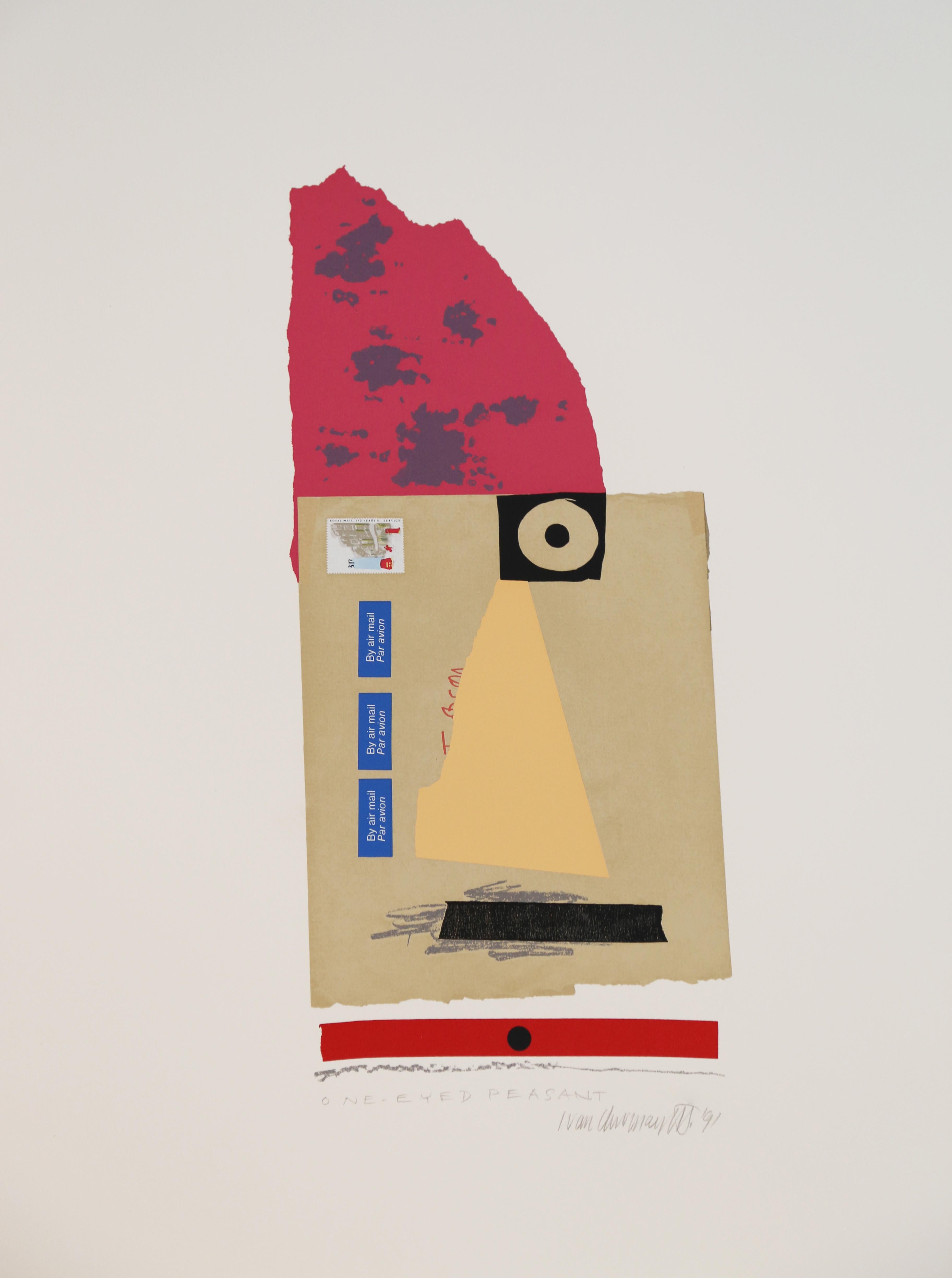 Contadino con un occhio solo, serigrafia astratta di Ivan Chermayeff