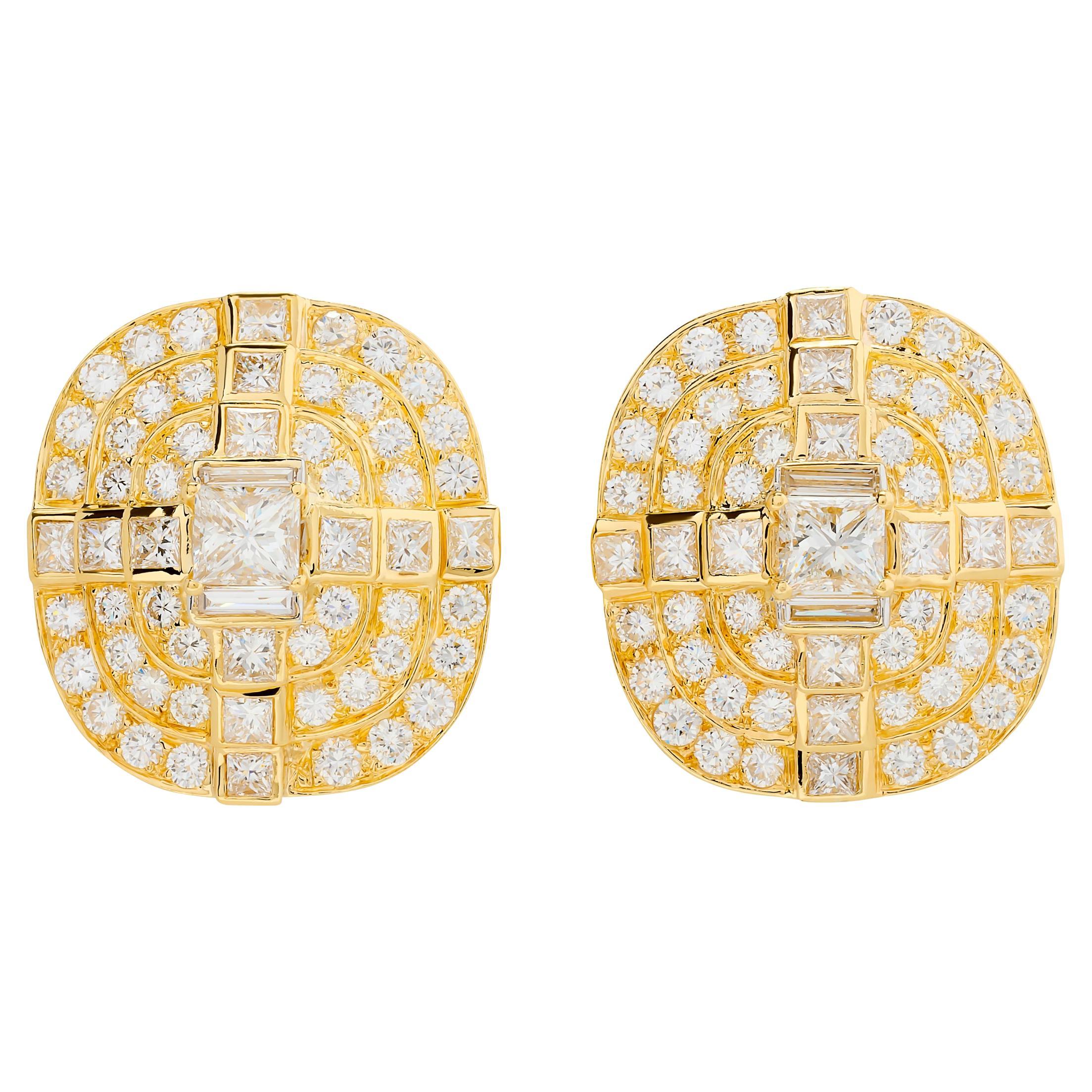 Ivan & Co. 18 Karat Yellow Gold Diamond Earrings