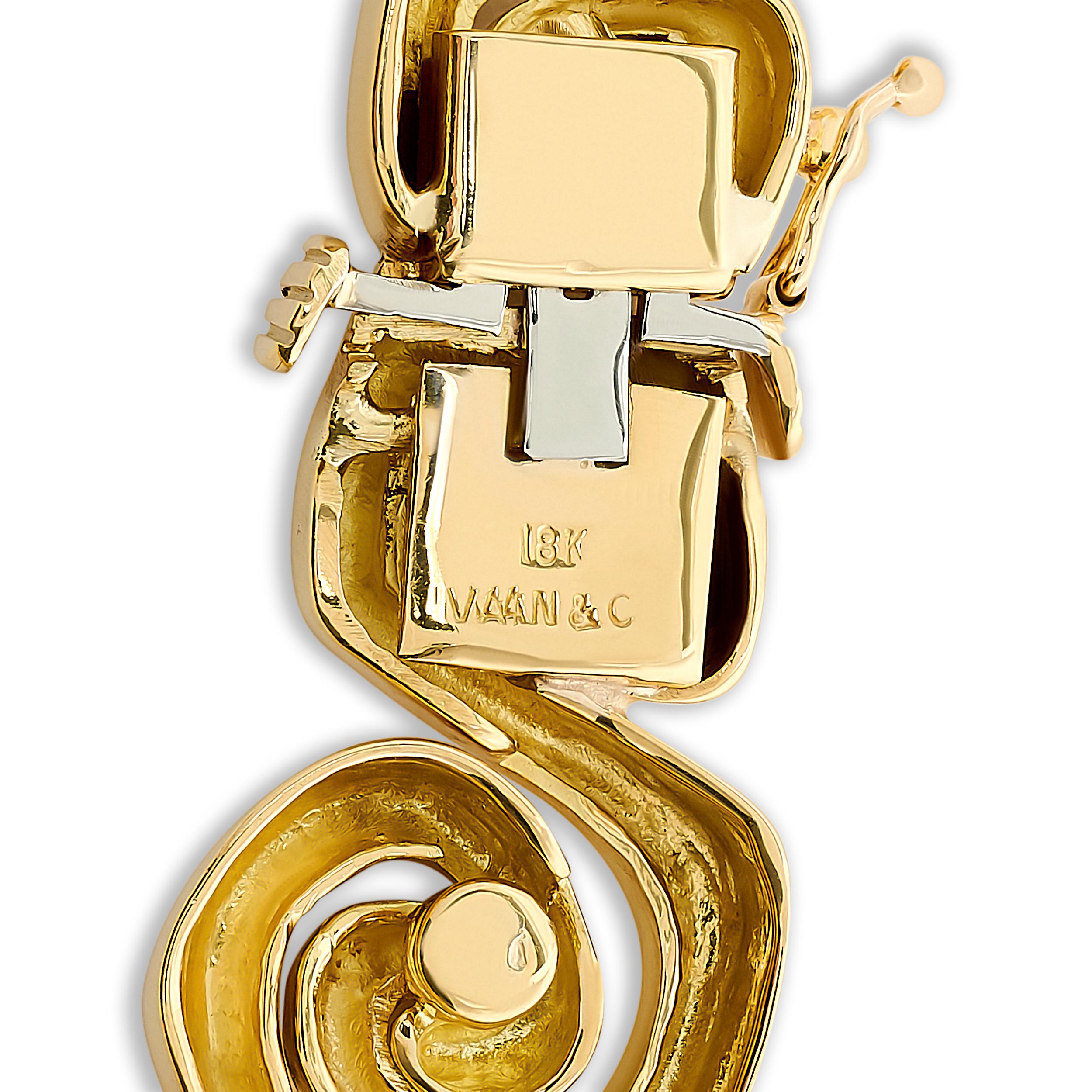 Ivan & Co 18 Karat Gelbgold Wirbel Gliederhalskette für Damen oder Herren im Angebot