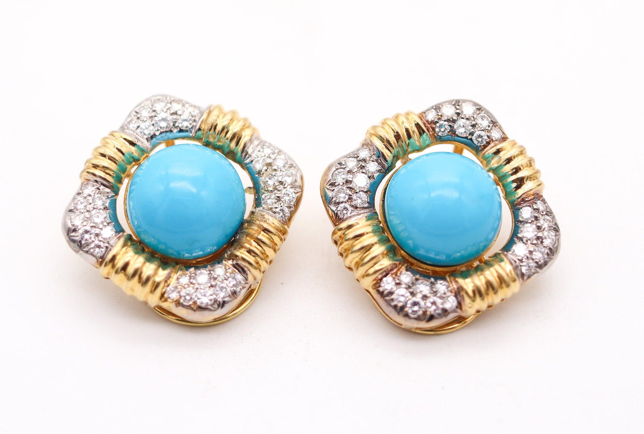 Moderniste IVAN & CO. Clips d'oreilles modernistes en or 18 carats avec diamants de 3,20 carats en vente