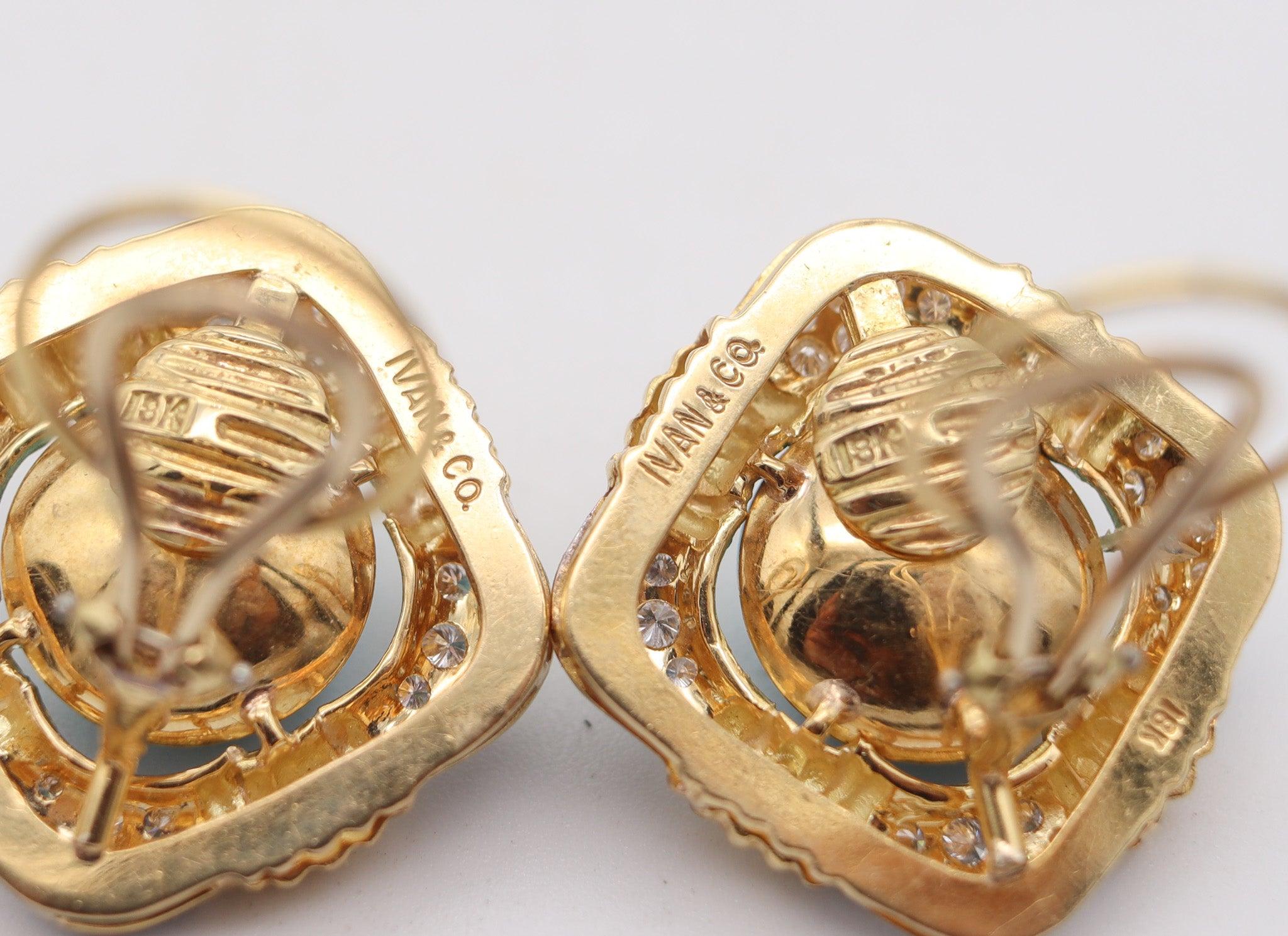 IVAN & CO. Clips d'oreilles modernistes en or 18 carats avec diamants de 3,20 carats Excellent état - En vente à Miami, FL