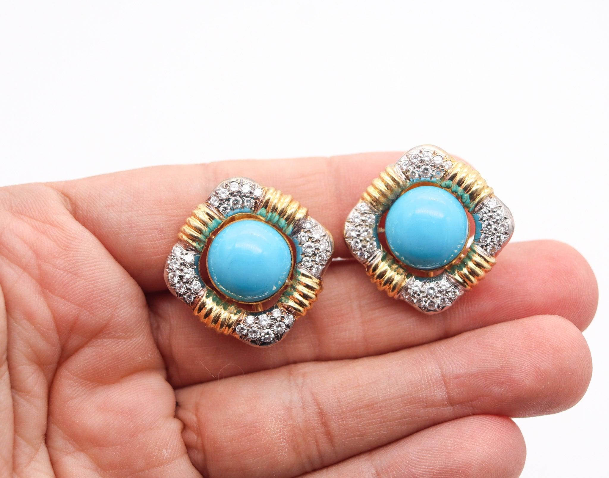 IVAN & CO. Clips d'oreilles modernistes en or 18 carats avec diamants de 3,20 carats Pour femmes en vente