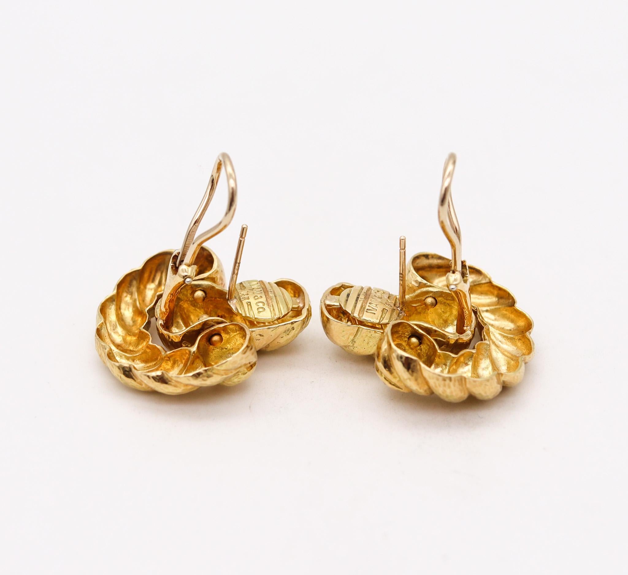 Moderniste Ivan & Co. Boucles d'oreilles en or jaune 18 carats avec Clips Retro Modernist Door Knockers en vente