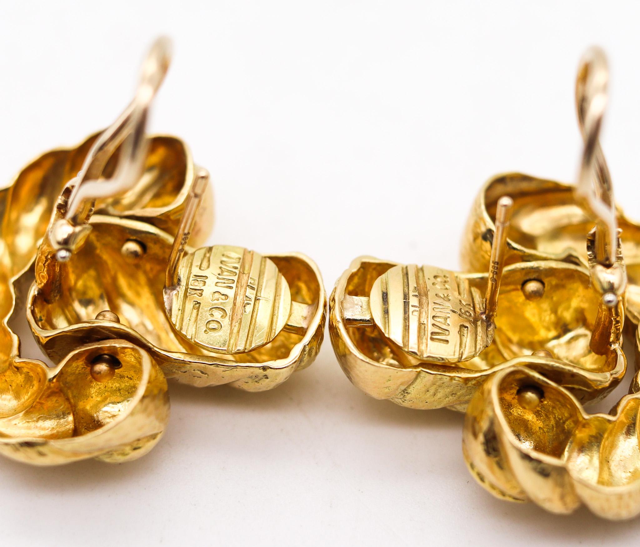 Ivan & Co. Boucles d'oreilles en or jaune 18 carats avec Clips Retro Modernist Door Knockers Excellent état - En vente à Miami, FL