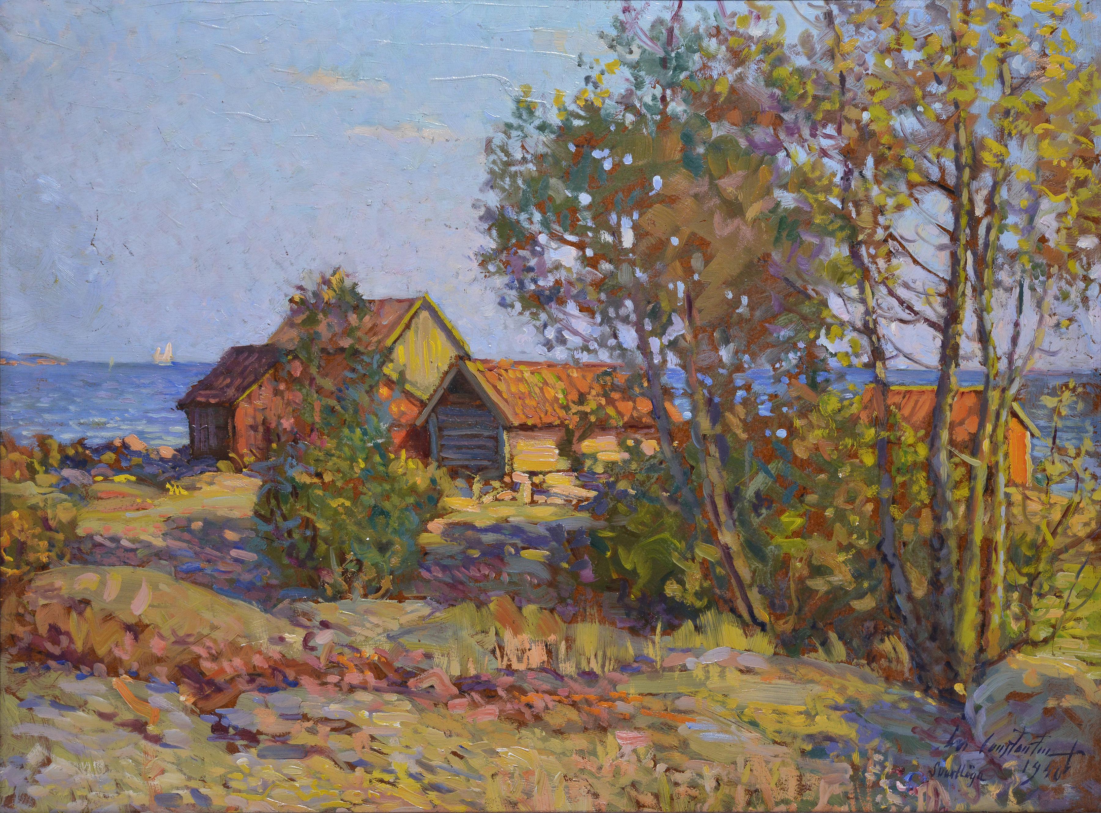 Stockholmer Archipelago-Landschaft 1940, Ölgemälde, bekannter impressionistischer Künstler  – Painting von Ivan Constantin Sannesjö Johansson