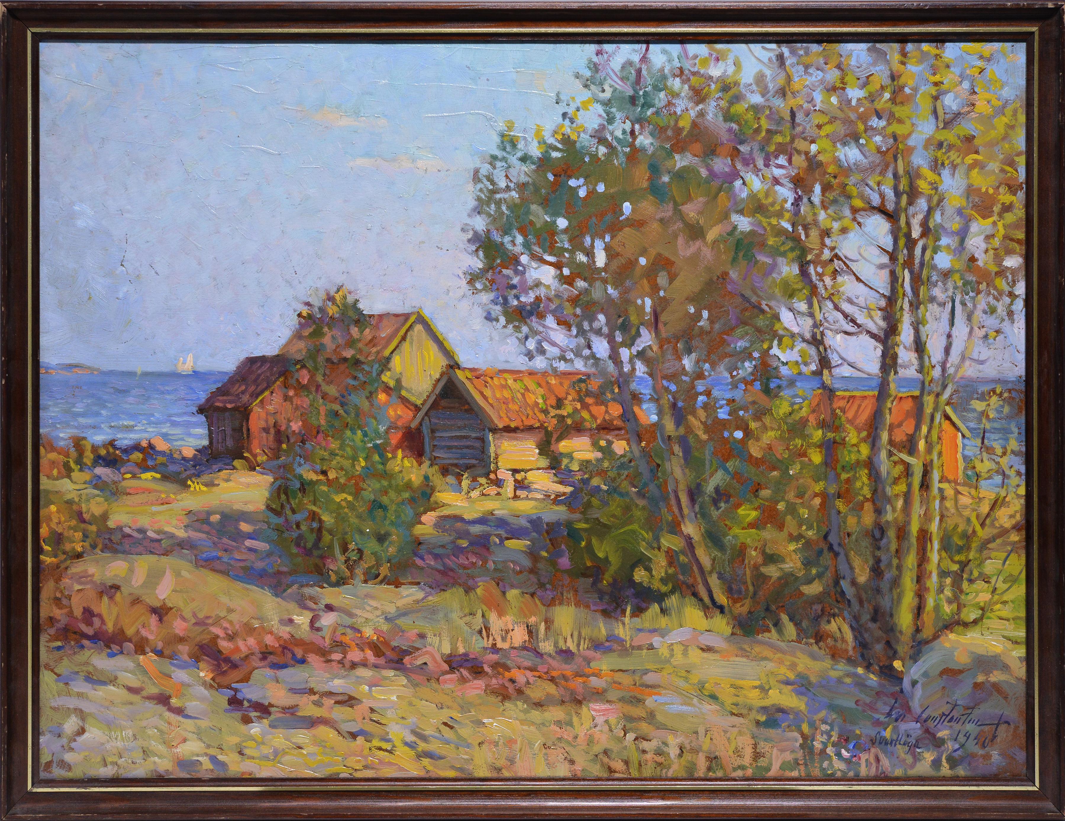 Ivan Constantin Sannesjö Johansson Landscape Painting – Stockholmer Archipelago-Landschaft 1940, Ölgemälde, bekannter impressionistischer Künstler 