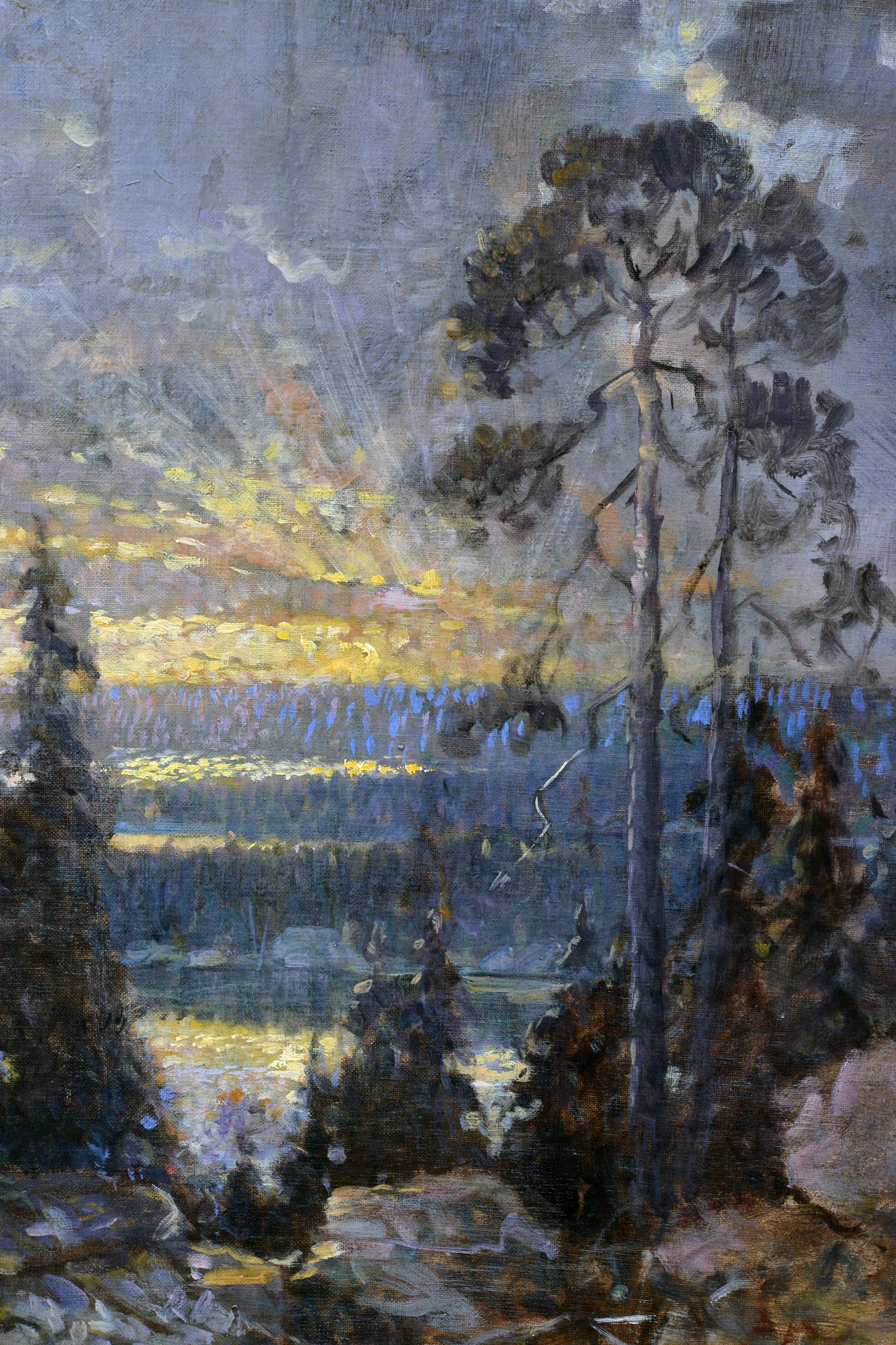 Arcipelago di Stoccolma Paesaggio al tramonto 1930 Grande quadro post impressionista - Painting Postimpressionismo di Ivan Constantin Sannesjö Johansson