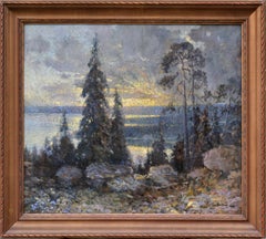 Stockholmer Archipelago-Sonnenuntergang-Landschaft 1930 Großes postimpressionistisches Gemälde