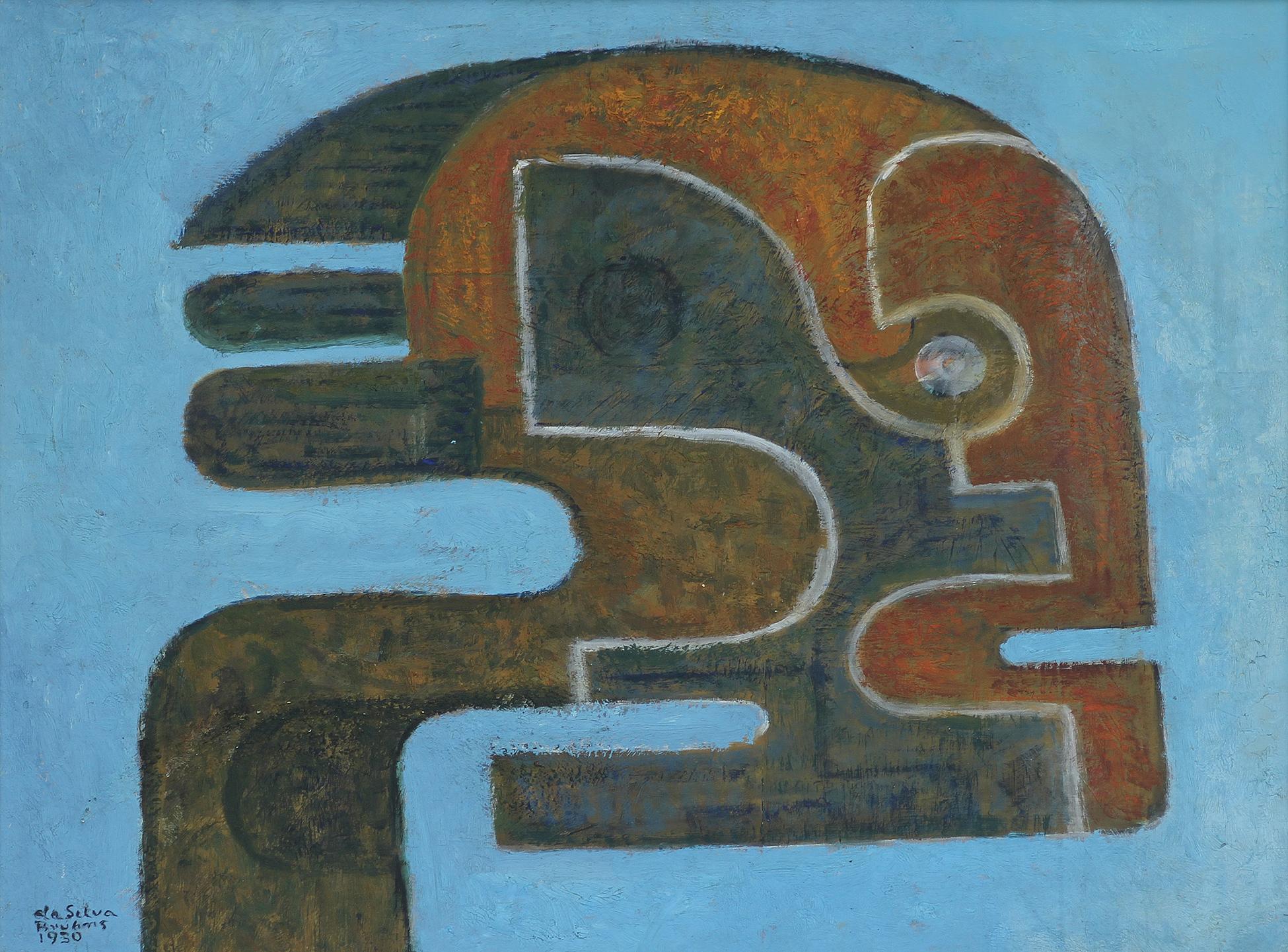 Ivan da Silva Bruhns, (1881-1980)

Oil on board depicting a kind of tribal sculpture
Signed lower left and dated 1930? 1950?? Ref: Opus Nº2527 titled 