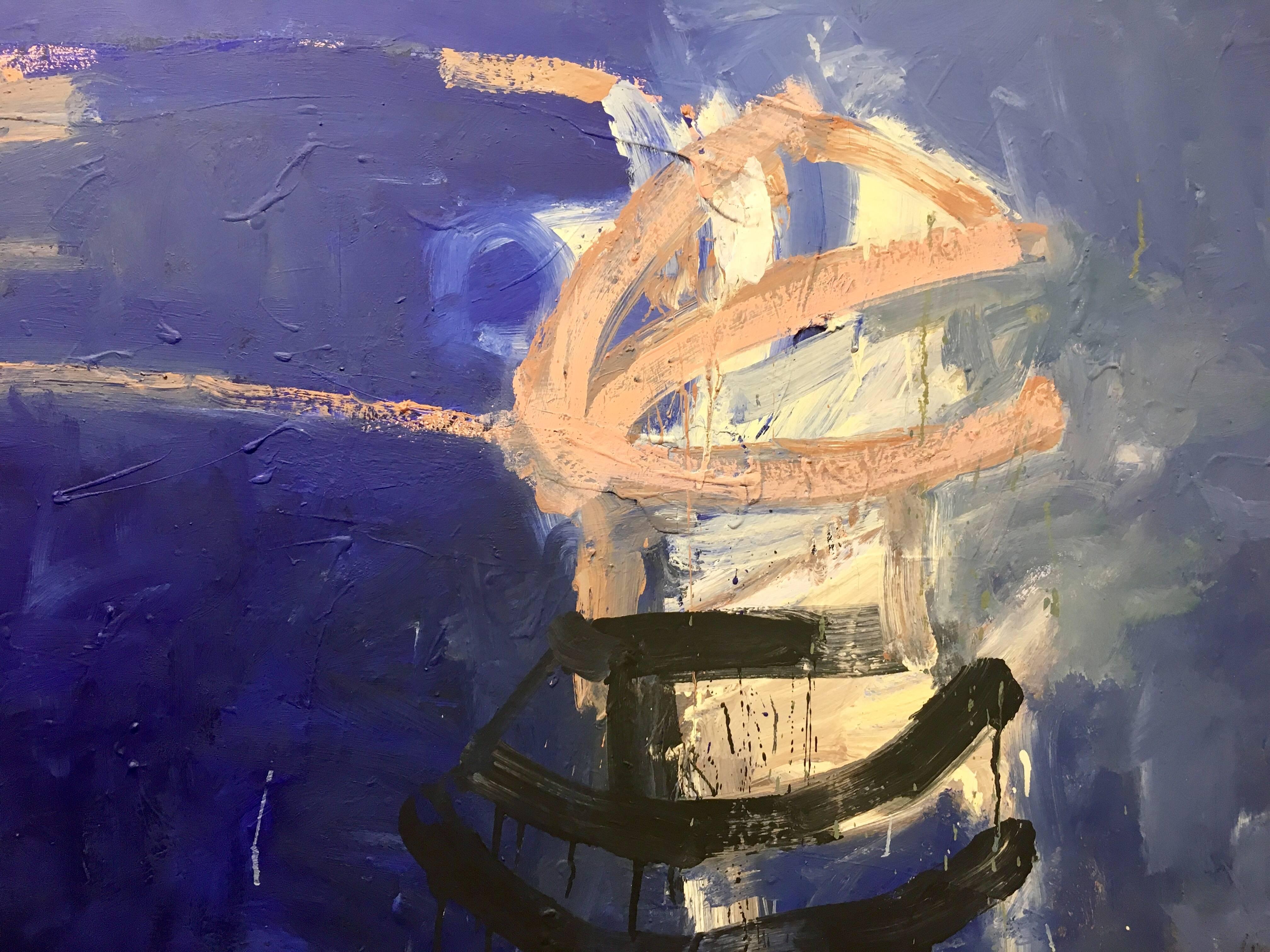 IVAN DE LA RIONDA 37 Paesaggio blu. dipinto originale su tela acrilica. in vendita 1