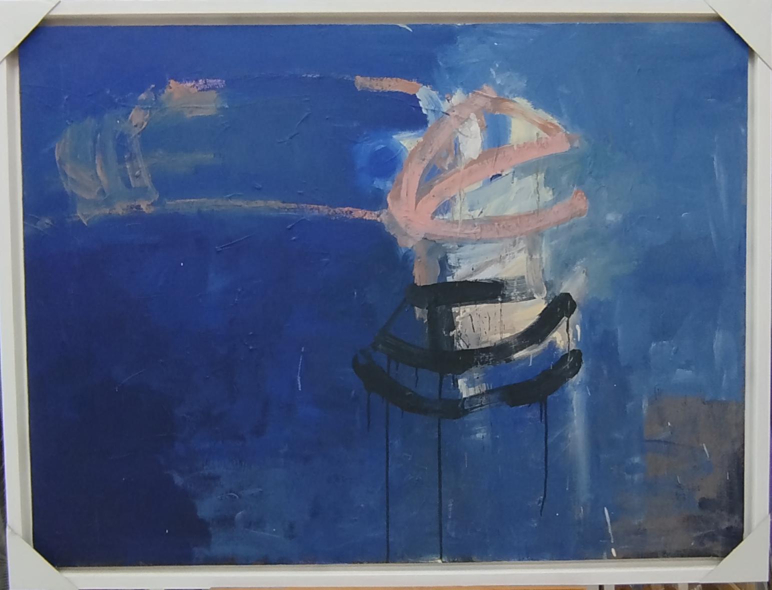 Ivan de la Rionda Blaue Landschaft. Original Abstraktes Gemälde aus Acryl-Leinwand-