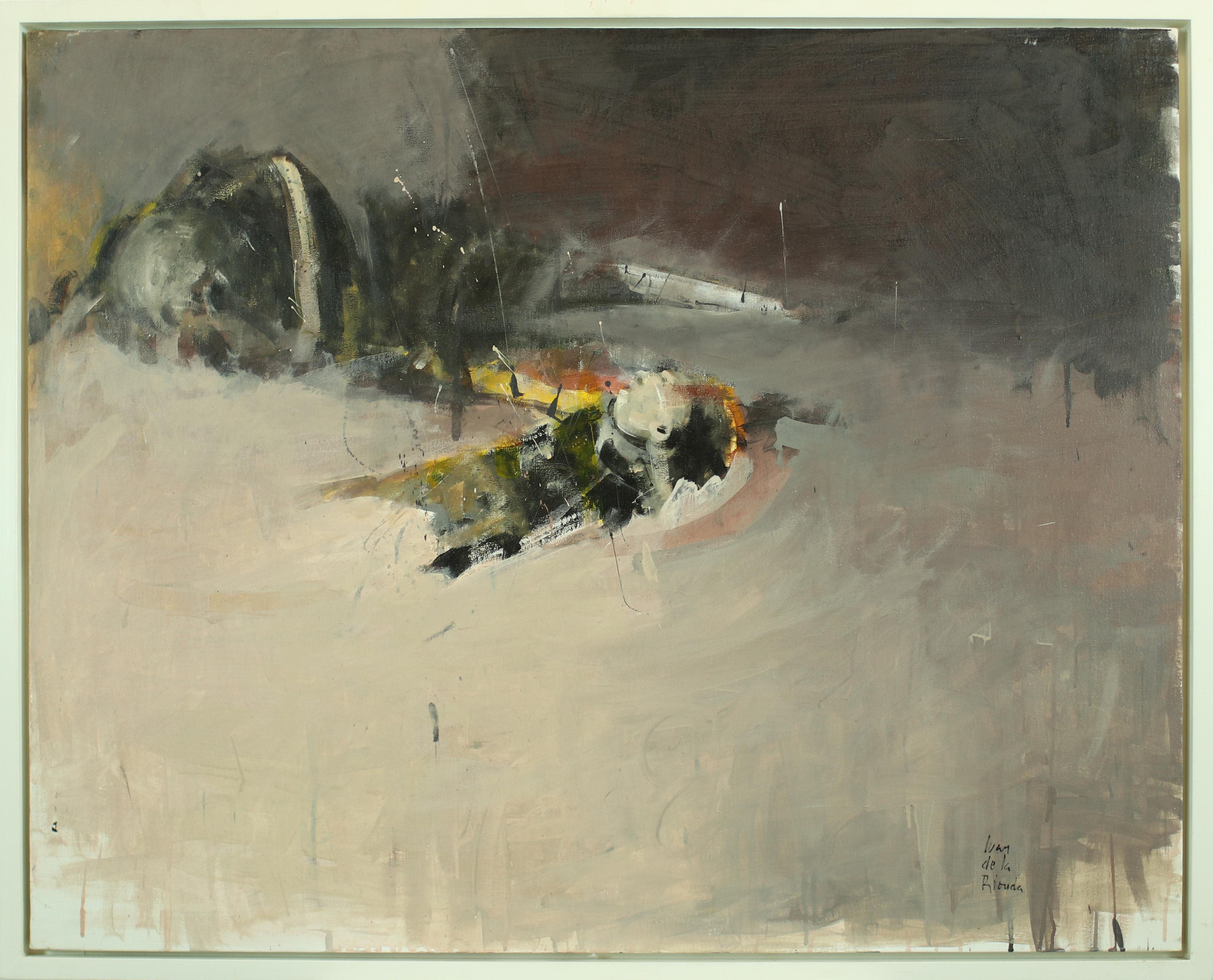 Ivan de la Rionda  Paesaggio grigio. pittura acrilica astratta originale - Painting di IVAN DE LA RIONDA
