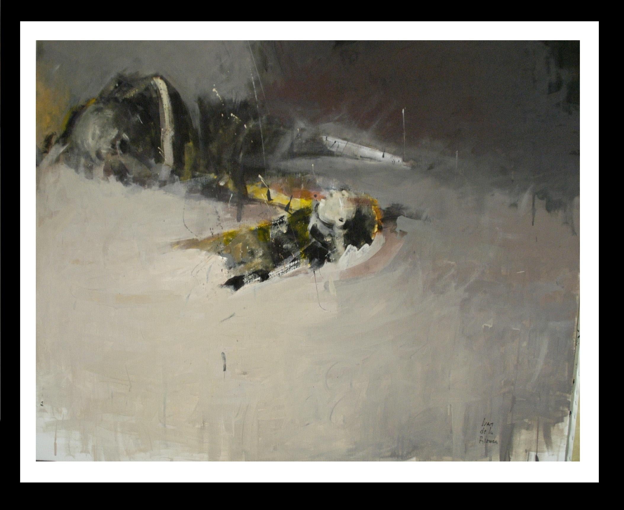 Abstract Painting di IVAN DE LA RIONDA - Ivan de la Rionda  Paesaggio grigio. pittura acrilica astratta originale