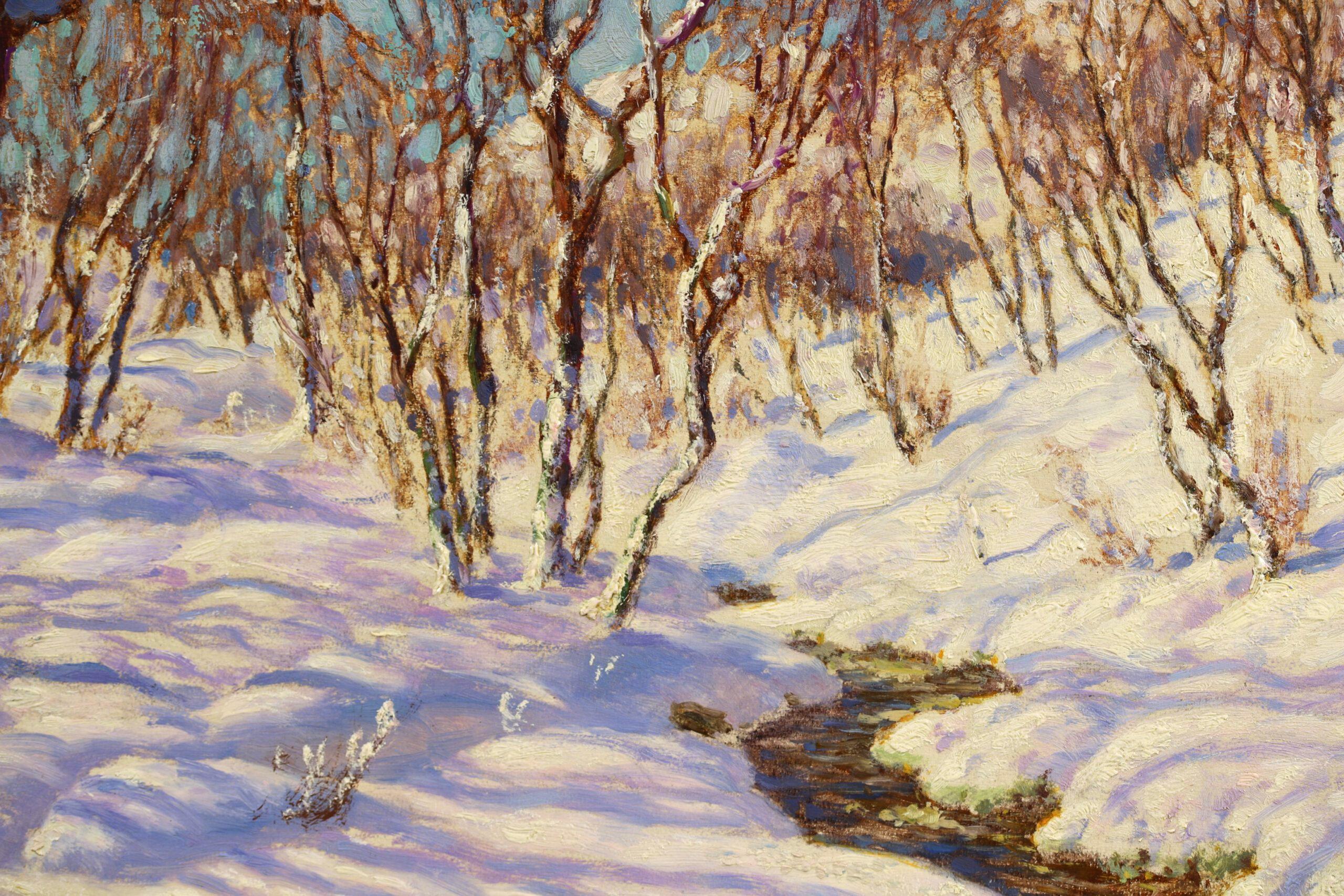 Winter Sunlight - Realist Landscape Oil Painting by Ivan Fedorovich Choultse For Sale 9