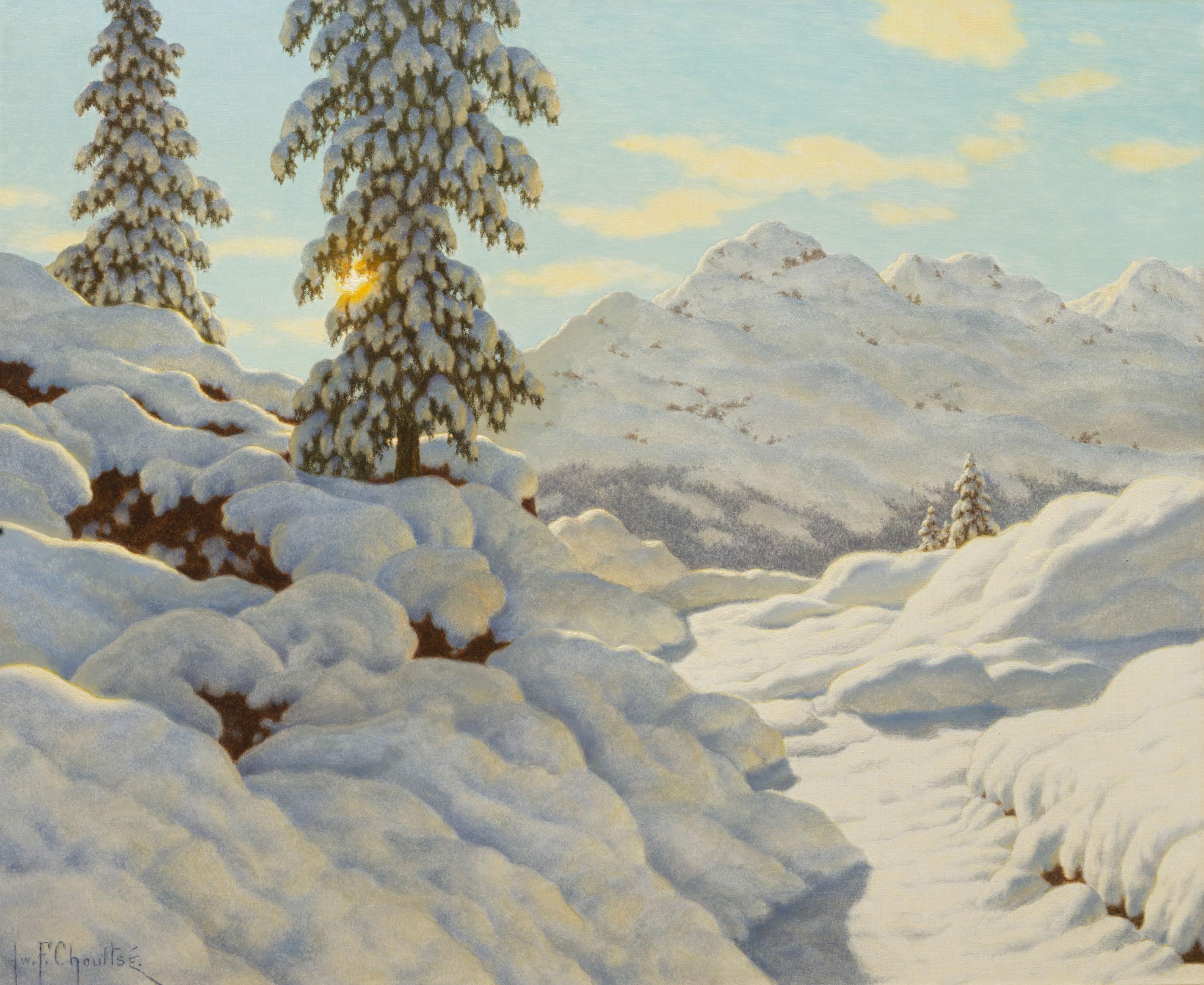 Ivan F. Choultse Landscape Painting - Soleil sur la Neige 