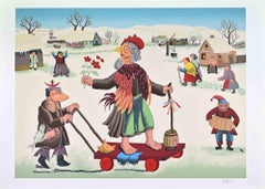 Masquerade in Winter - Screenprint by Ivan Generalic - 1976