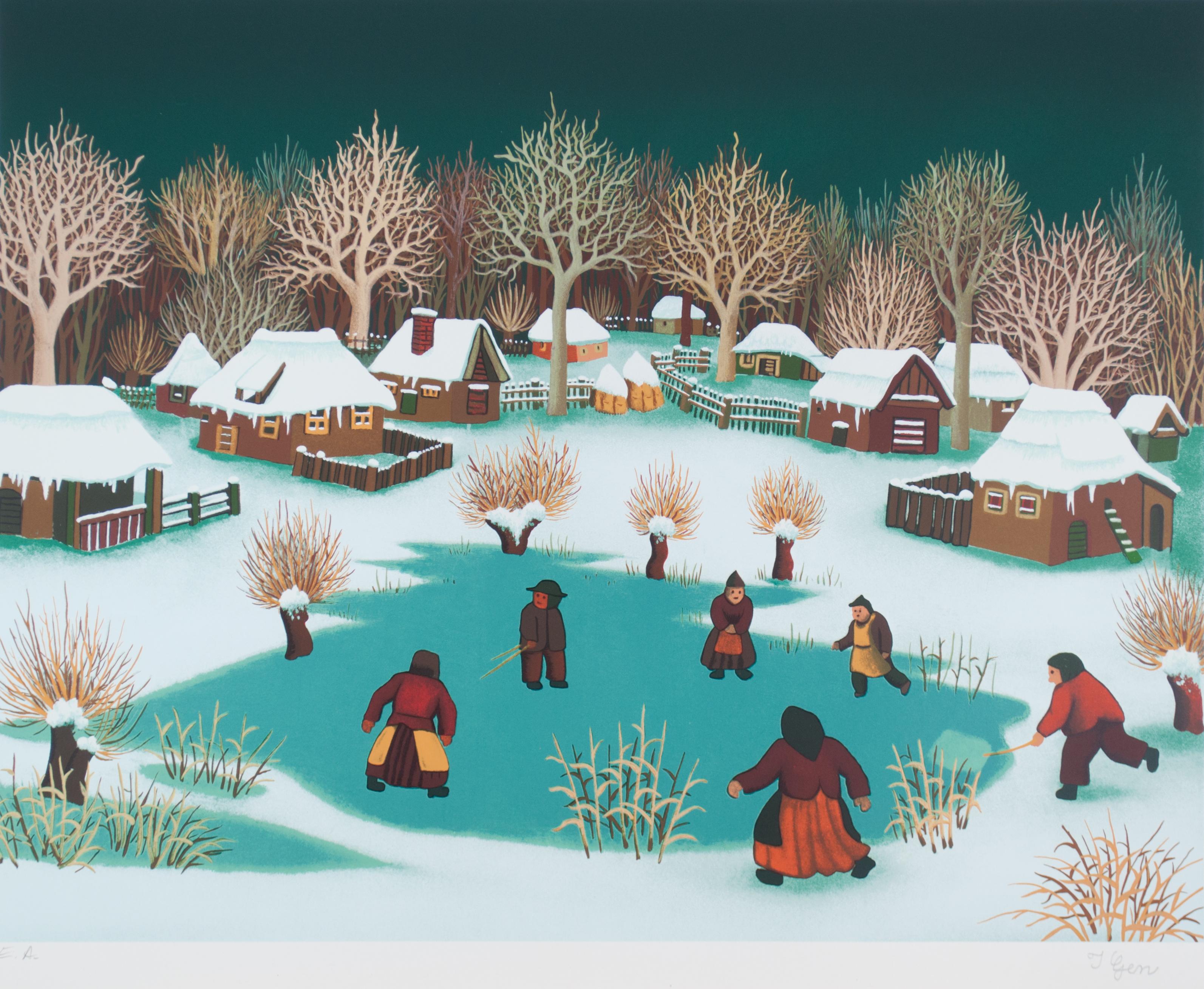 Ivan Generalic Figurative Print - Winter