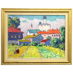 Ivan Godlevsky Expressionist Russian Landscape Oil on Canvas