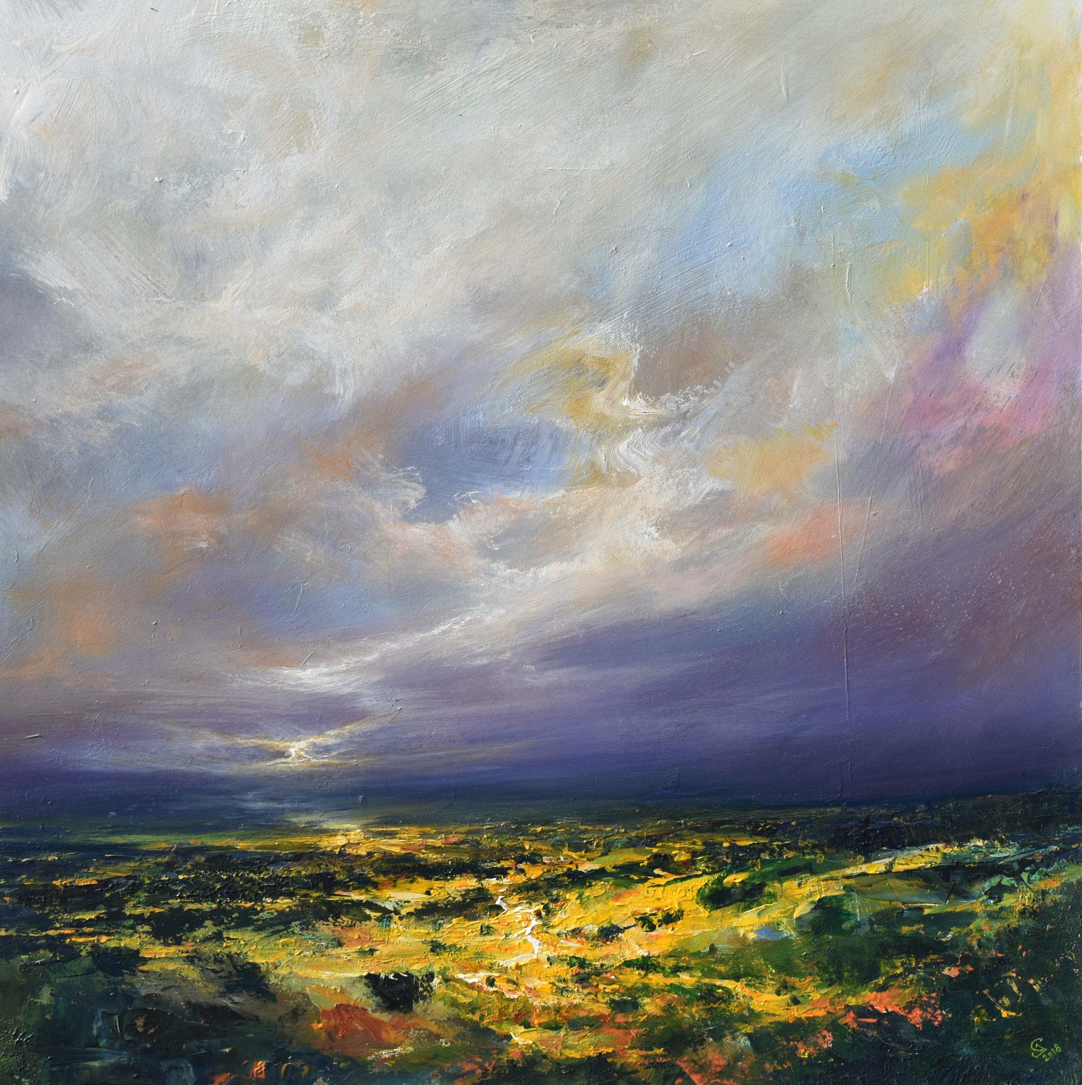 Deep Purple-Original abstrakte Landschaft-Himmelszelt-Ölgemälde-Gegenwartskunst